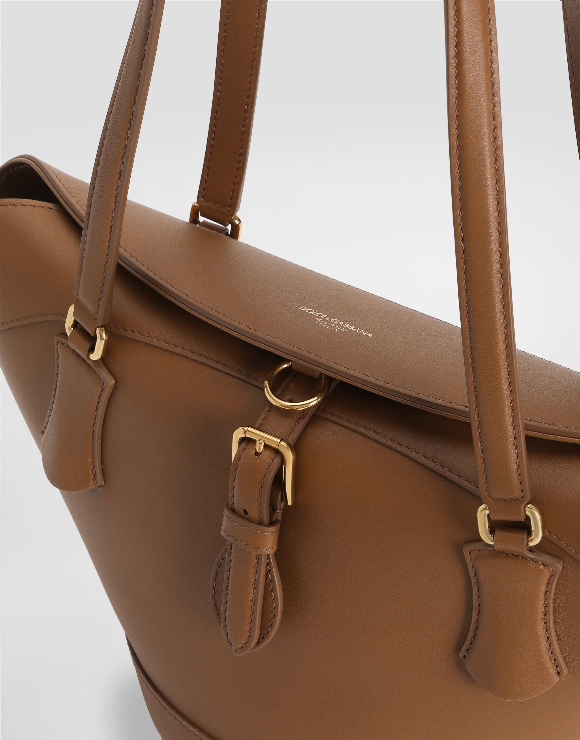 Dolce & Gabbana Capri Coffa Bag In Calfskin In Brown