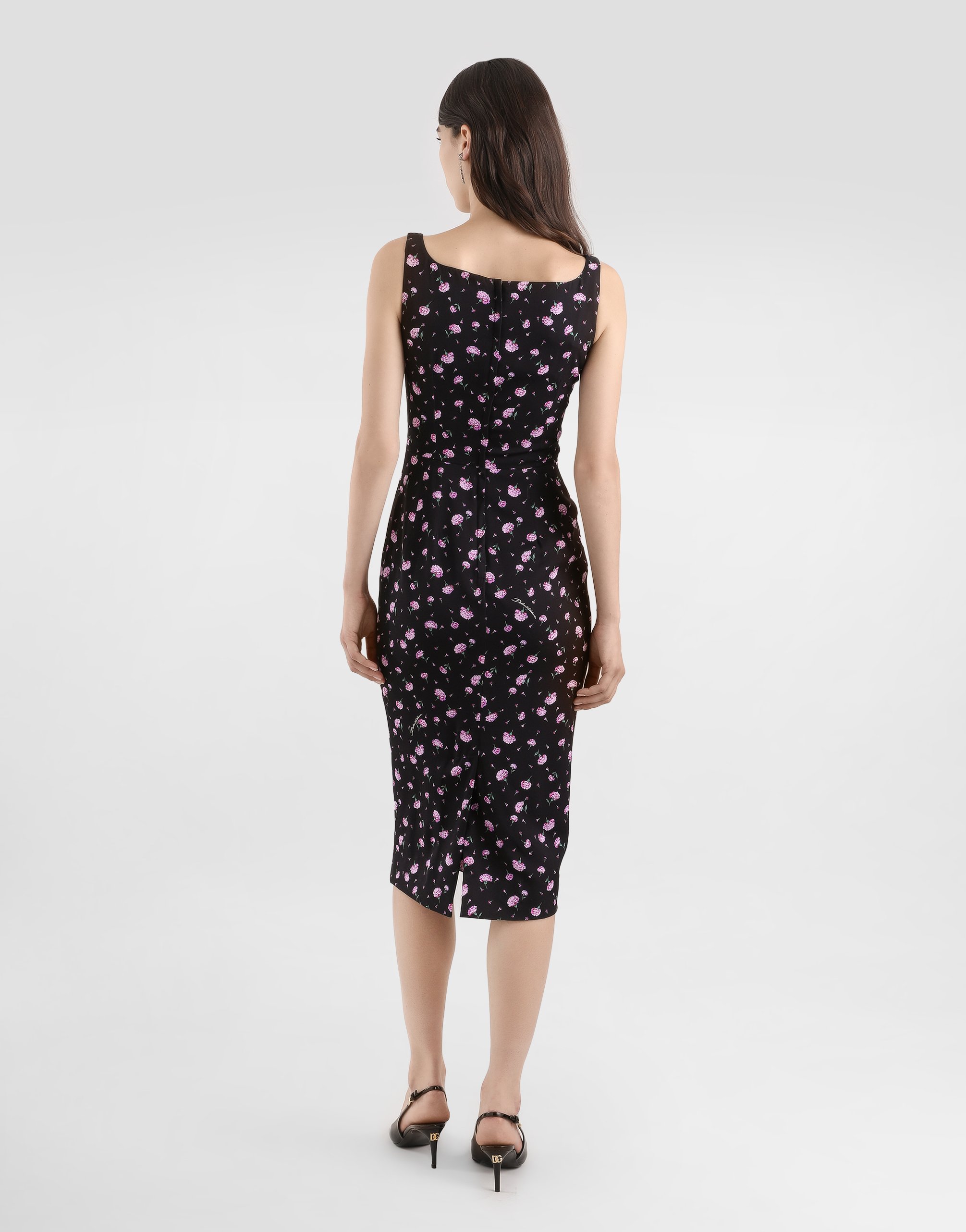 Dolce & Gabbana Carnations-print Sheath Dress Clothing In Multi