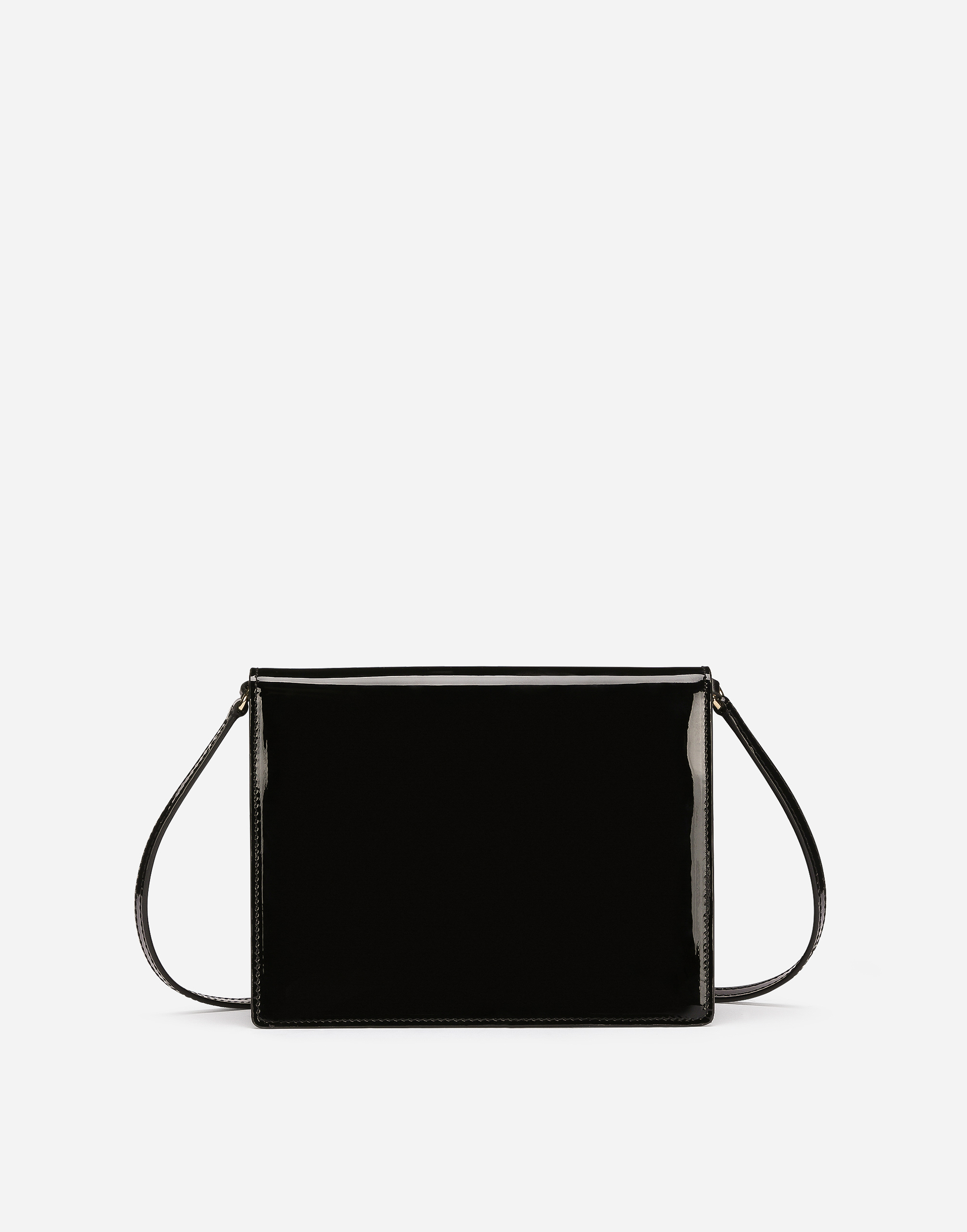 Shop Dolce & Gabbana Patent Leather Crossbody Bag With Logo In Black