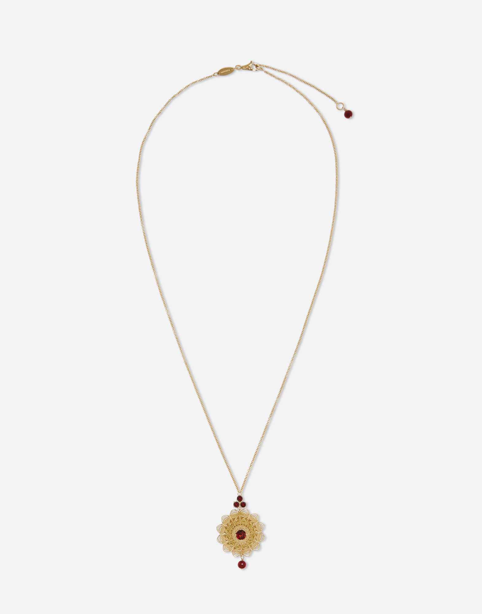 Dolce & Gabbana Pizzo Pendant In Yellow Gold And Rhodolite Garnets Gold Female Onesize