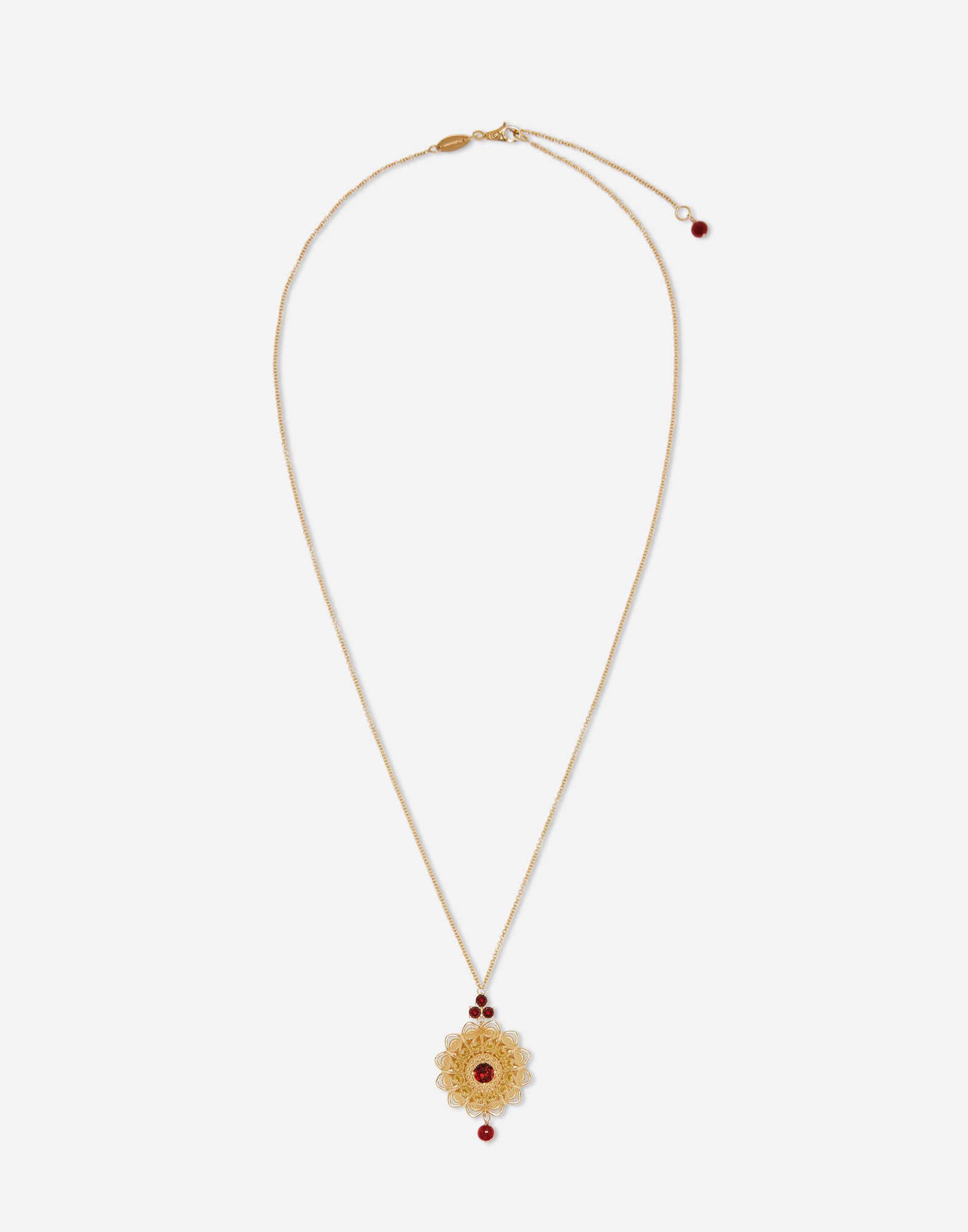 Dolce & Gabbana Pizzo Pendant In Yellow Gold And Rhodolite Garnets Gold Female Onesize