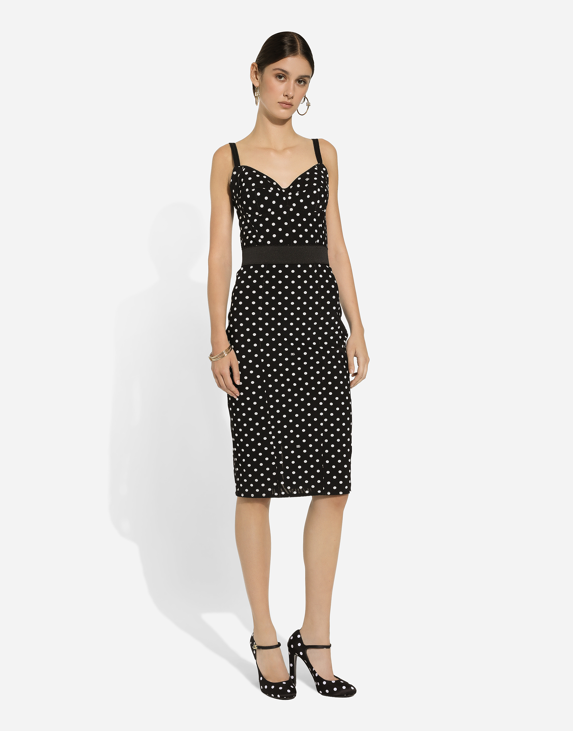 Polka-dot marquisette corset top