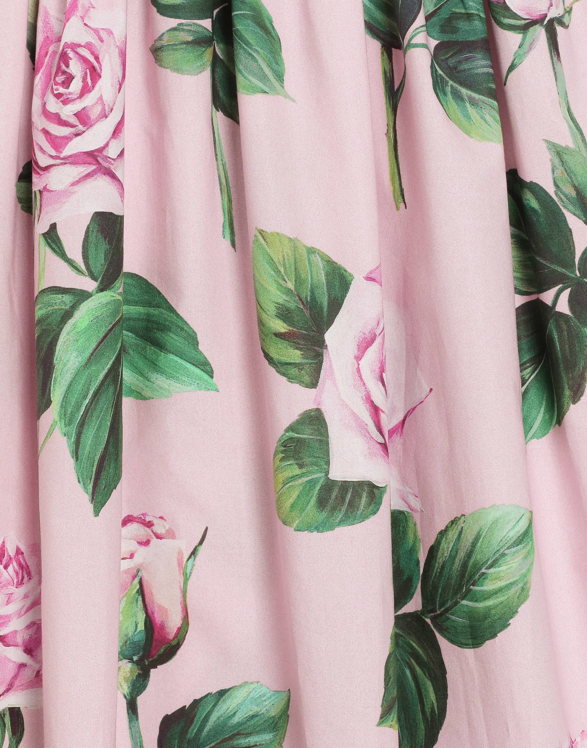 Rose-print poplin and jersey dress