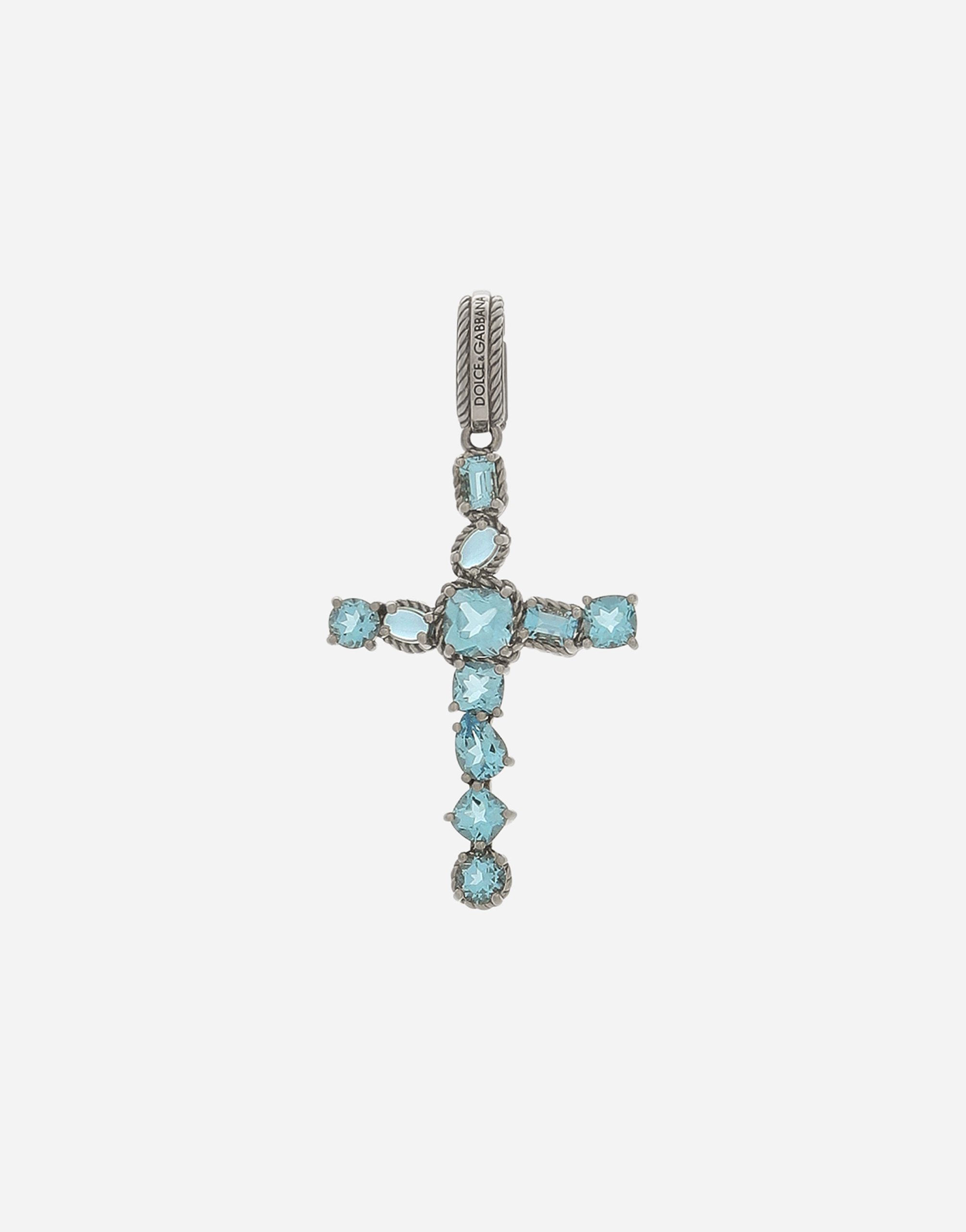 DOLCE & GABBANA ANNA CHARM IN WHITE GOLD 18KT WITH LIGHT BLUE TOPAZES