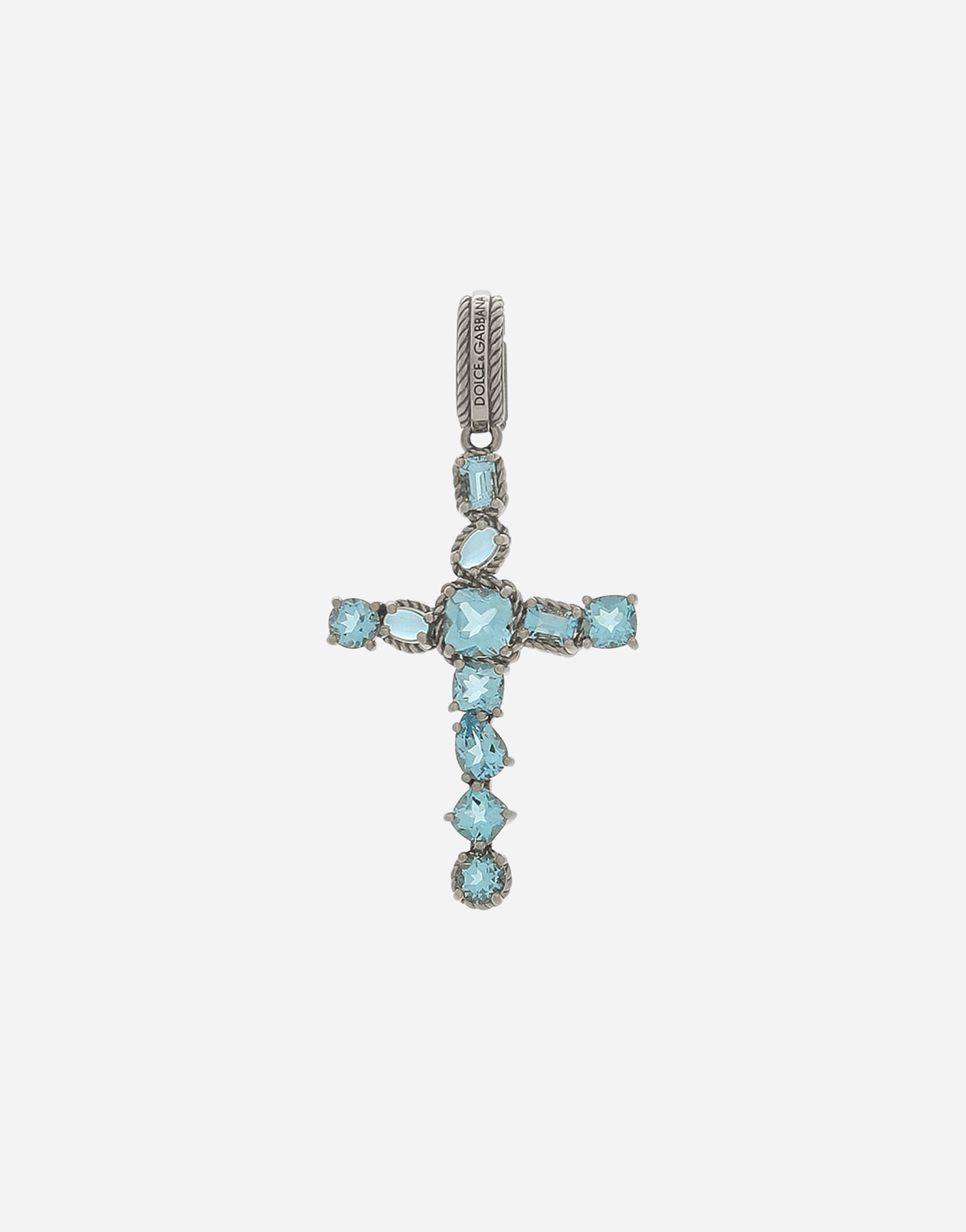 Shop Dolce & Gabbana Anna Charm In White Gold 18kt With Light Blue Topazes