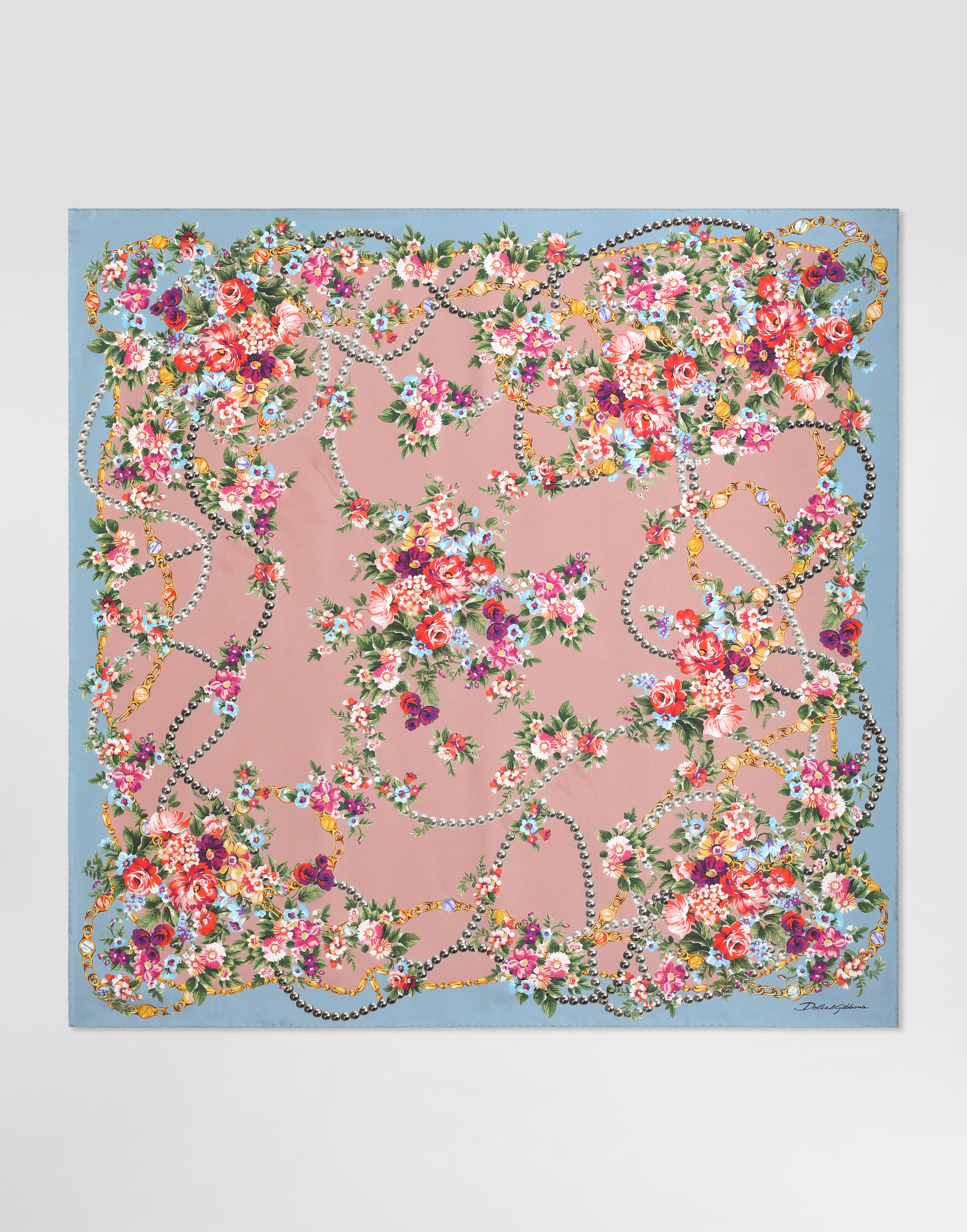  Dolce & Gabbana Small Flower Bouquets-print Silk Twill Scarf 90x90 - Woman Collection Multicolor Onesize 
