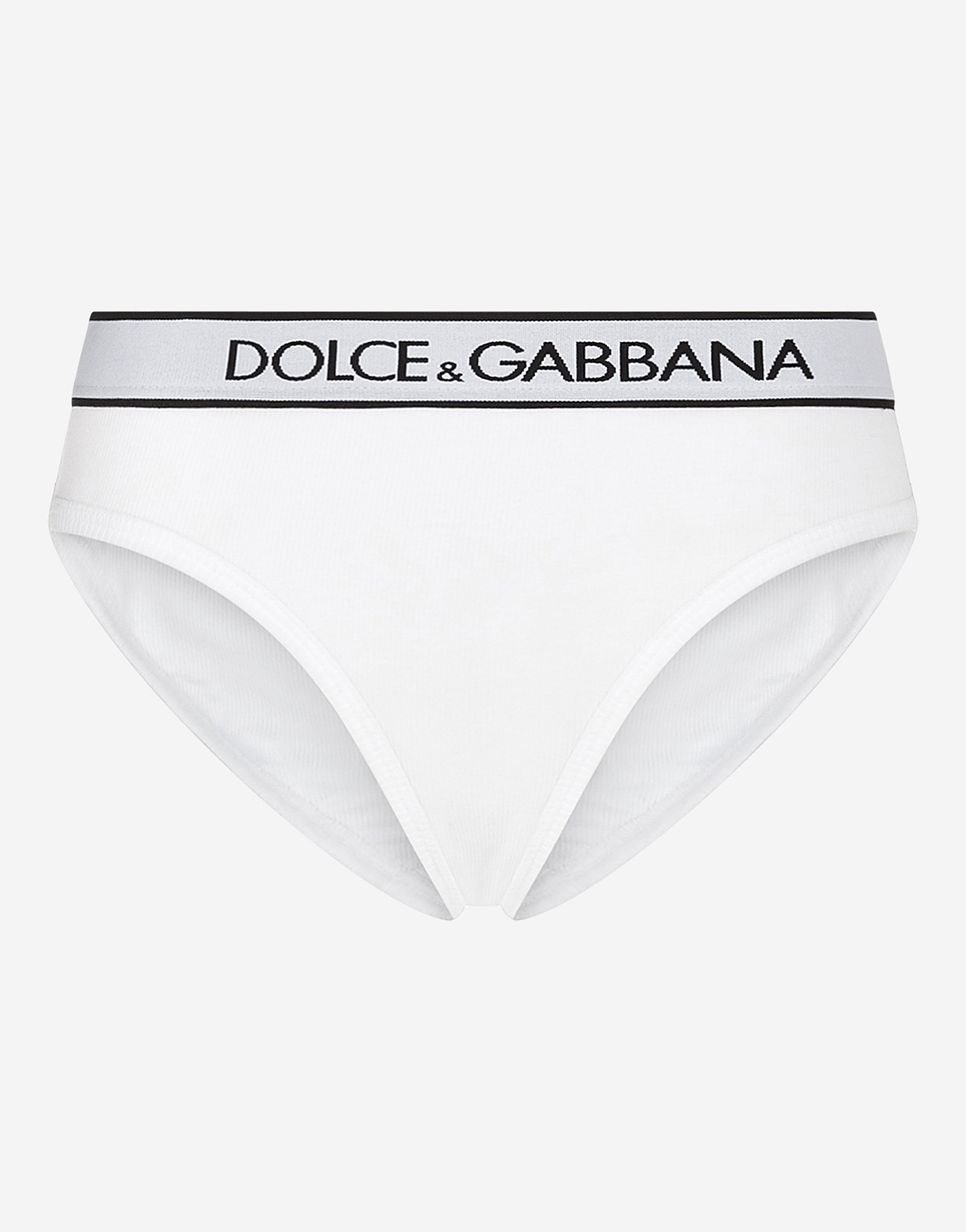 Women's Underwear | Dolce&Gabbana - JERSEY BRIEFS WITH LOGOED STRIP