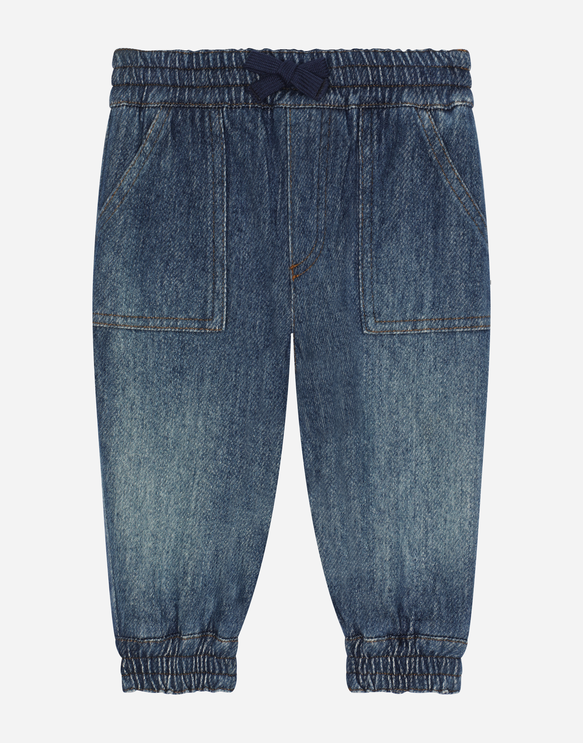 DOLCE & GABBANA JERSEY DENIM JOGGING PANTS WITH DG LOGO