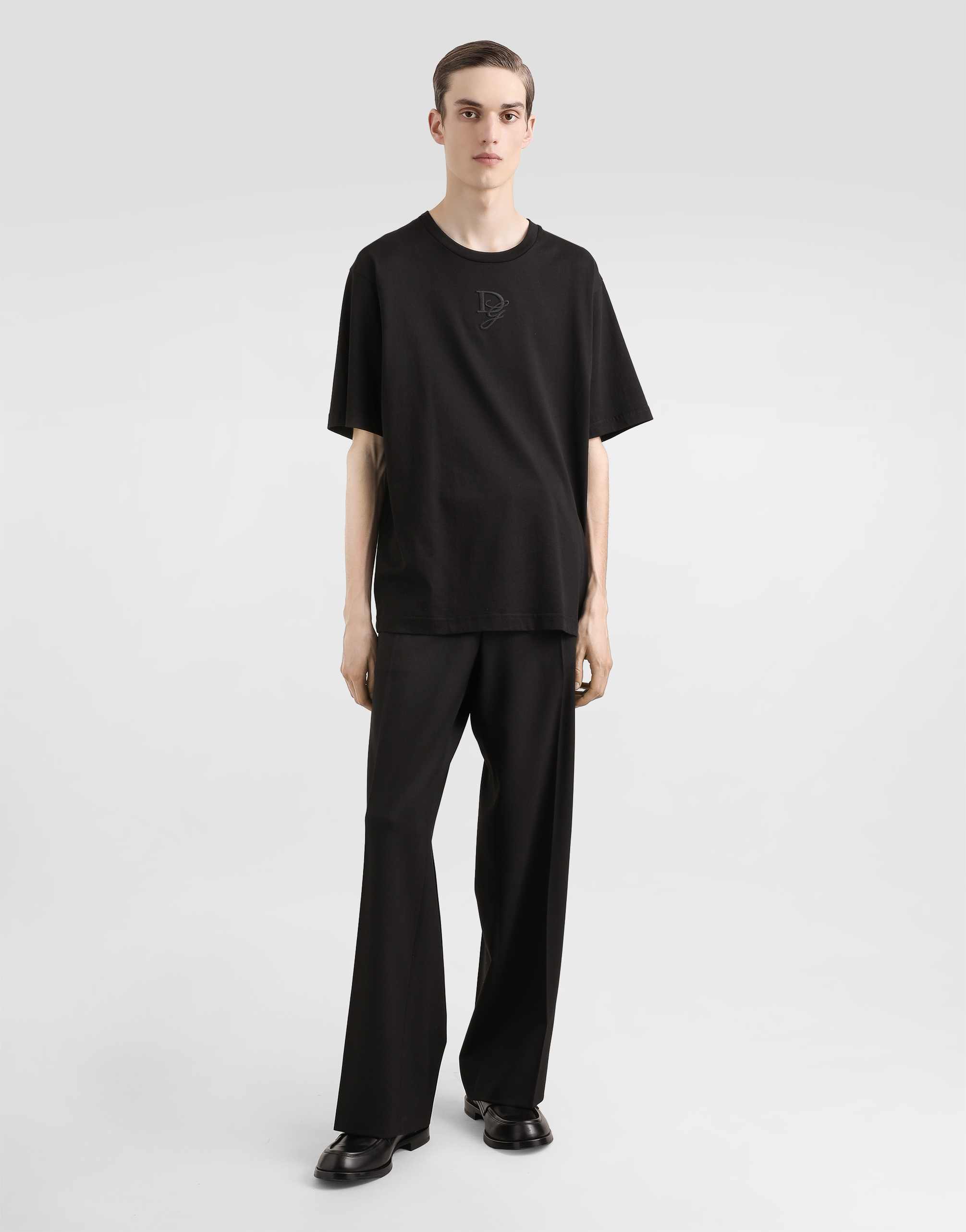 Cotton T-shirt with logo embroidery