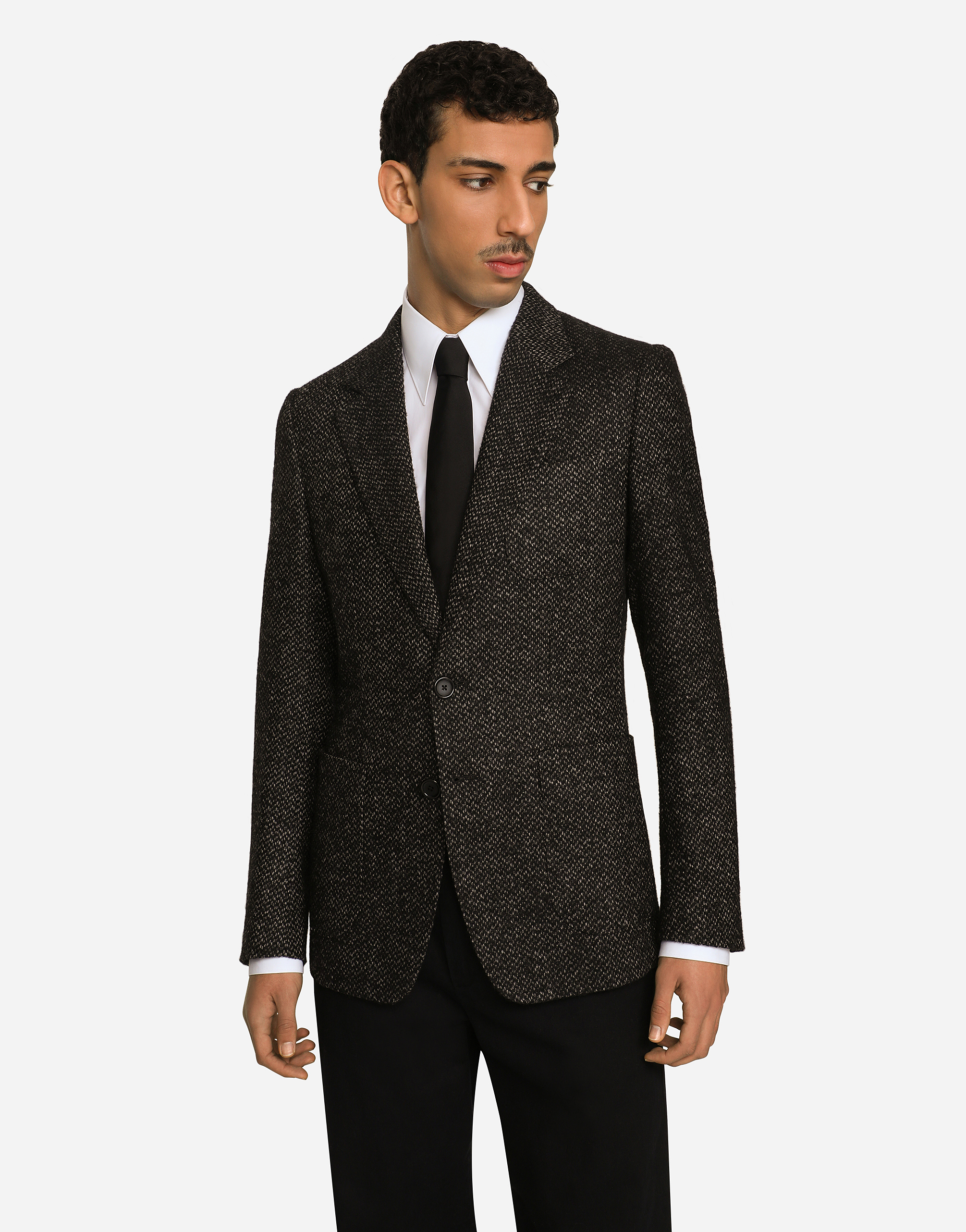 Shop Dolce & Gabbana Stretch Alpaca And Wool Tweed Single-breasted Jacket In Multicolor