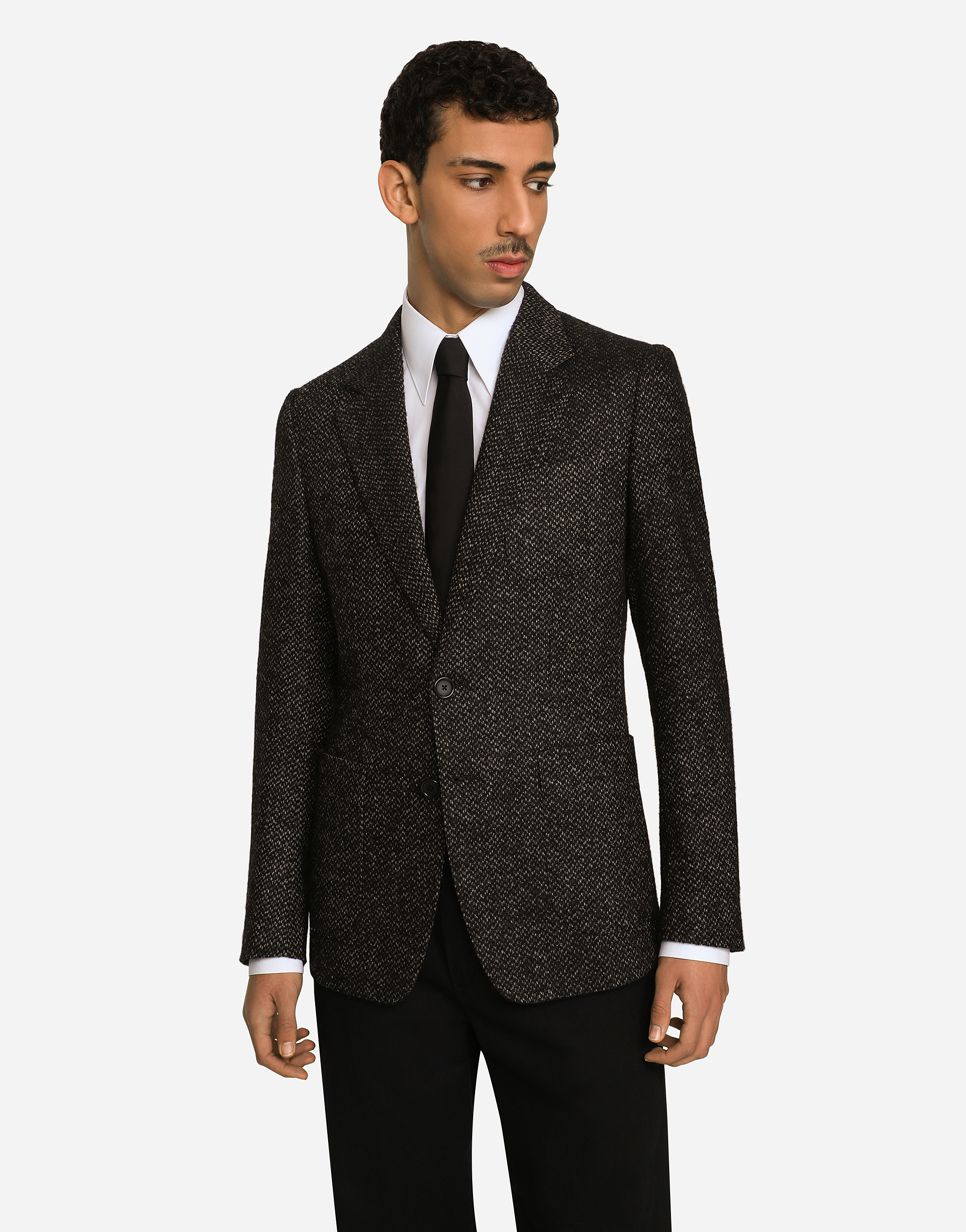 DOLCE & GABBANA STRETCH ALPACA AND WOOL TWEED SINGLE-BREASTED JACKET