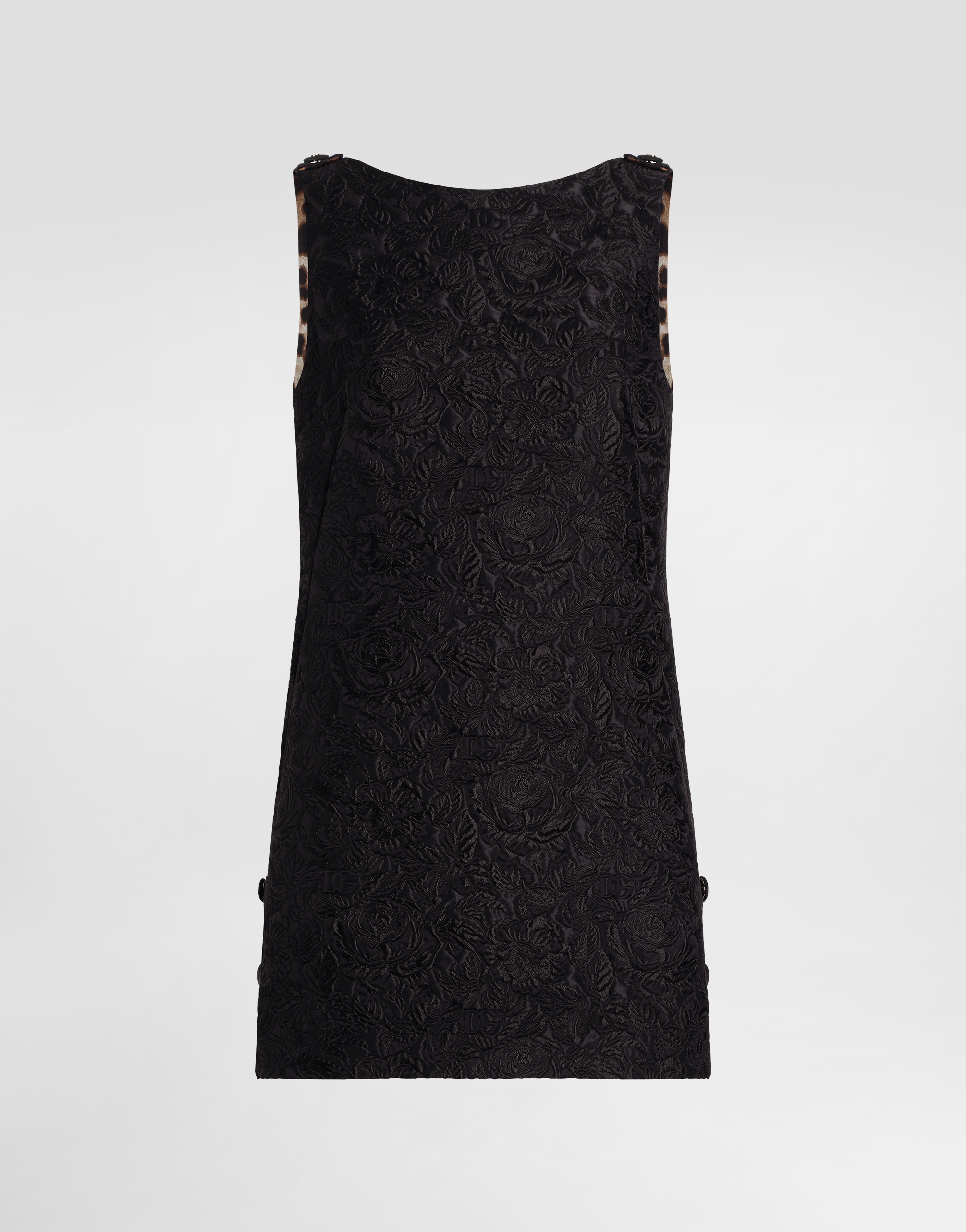 Dolce & Gabbana Short Floral Quilted Jacquard Sack Dress - Woman Dresses Black