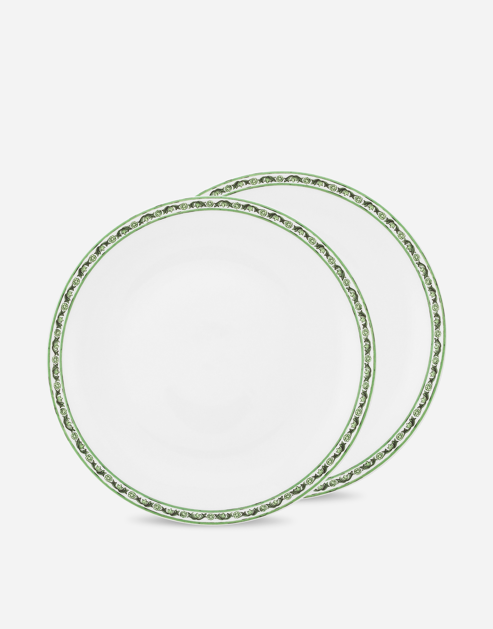 Dolce & Gabbana Set 2 Porcelain Dinner Plates In Multicolor