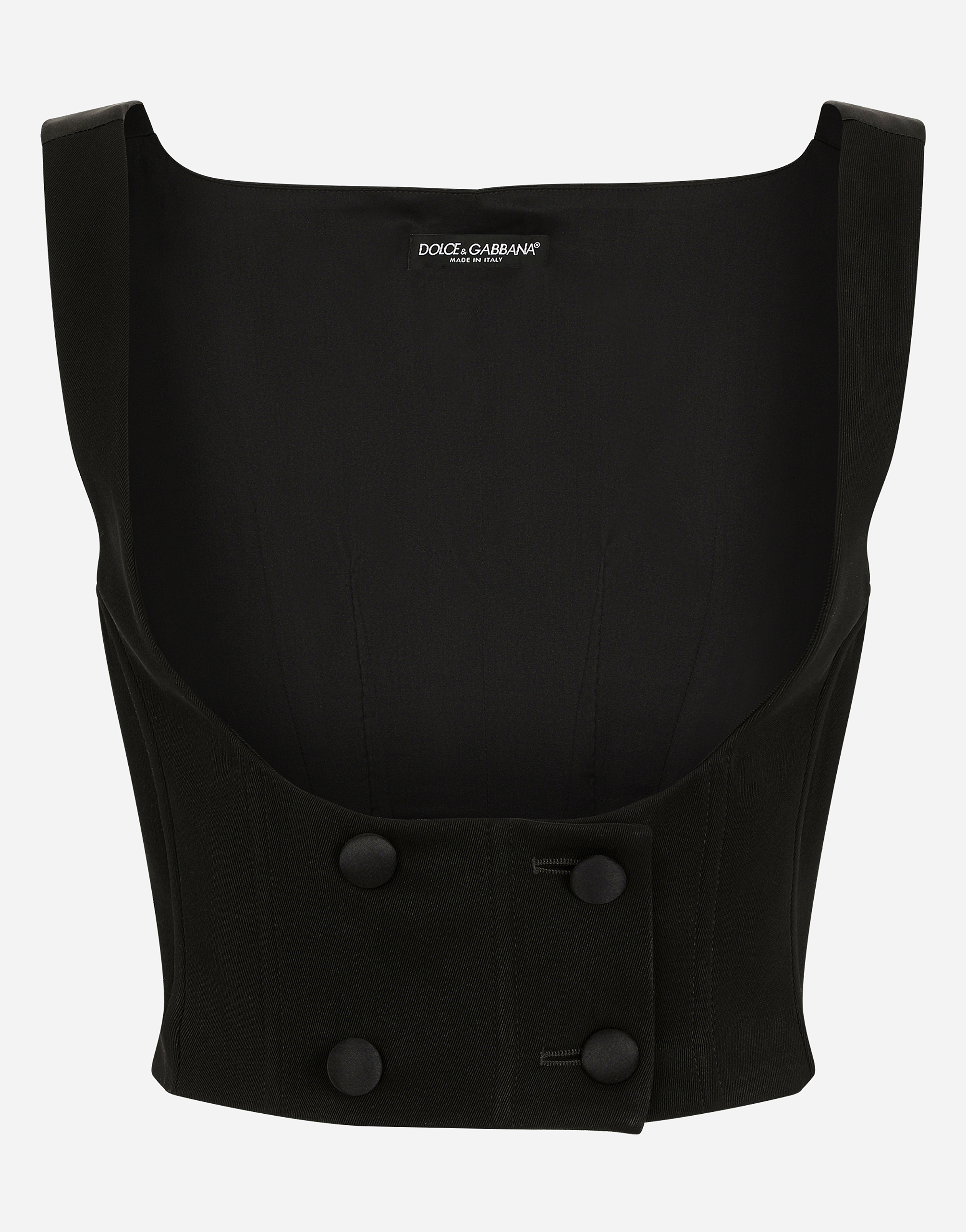 Double-breasted wool waistcoat with round neck