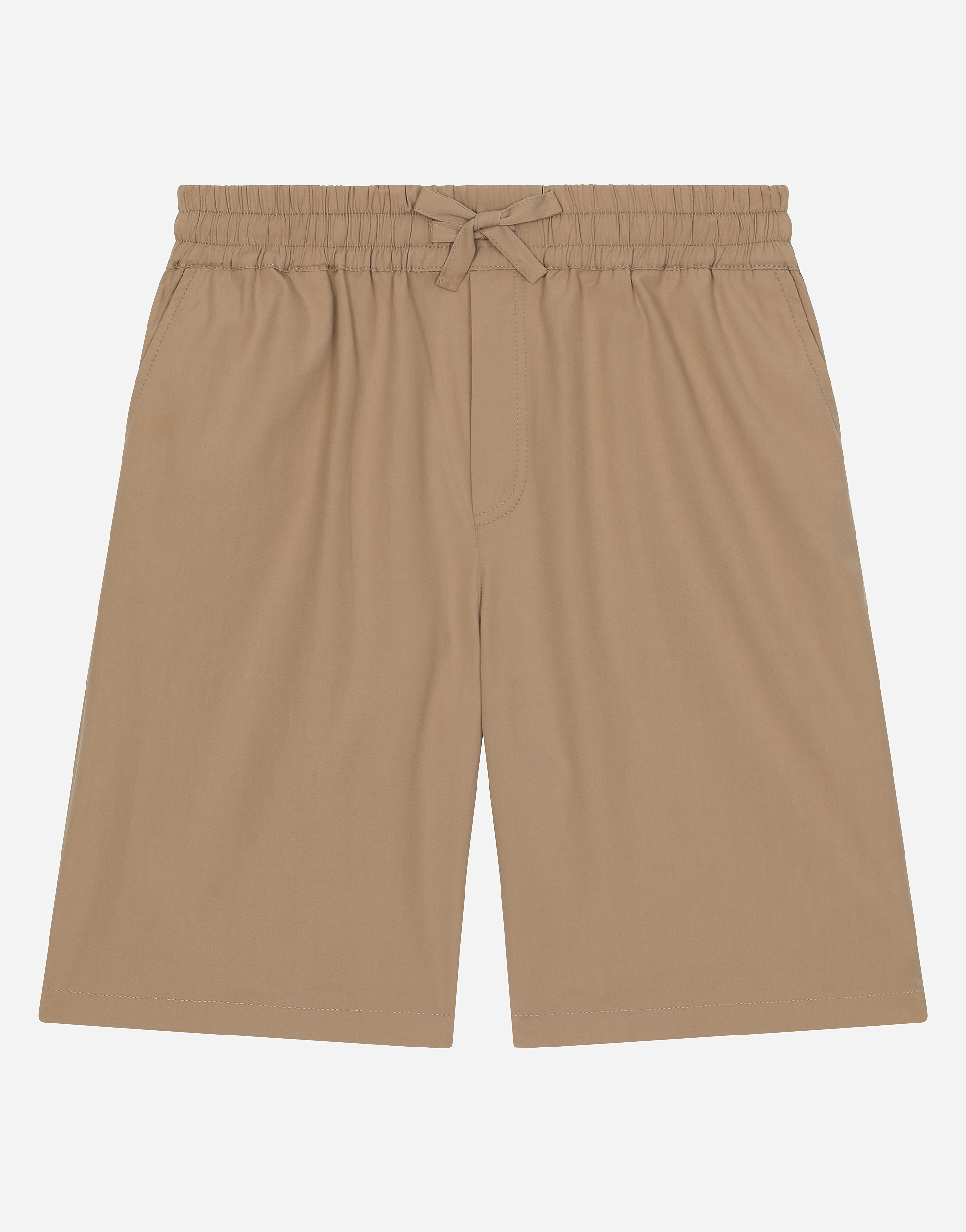 Dolce & Gabbana Bermuda In Popeline Con Logo Dg In Sabbia 1