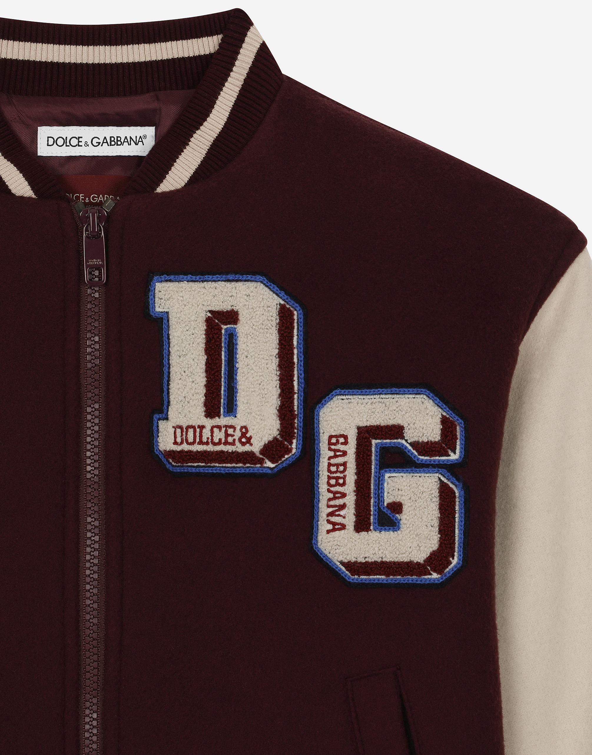 Wool-blend bomber jacket with patches