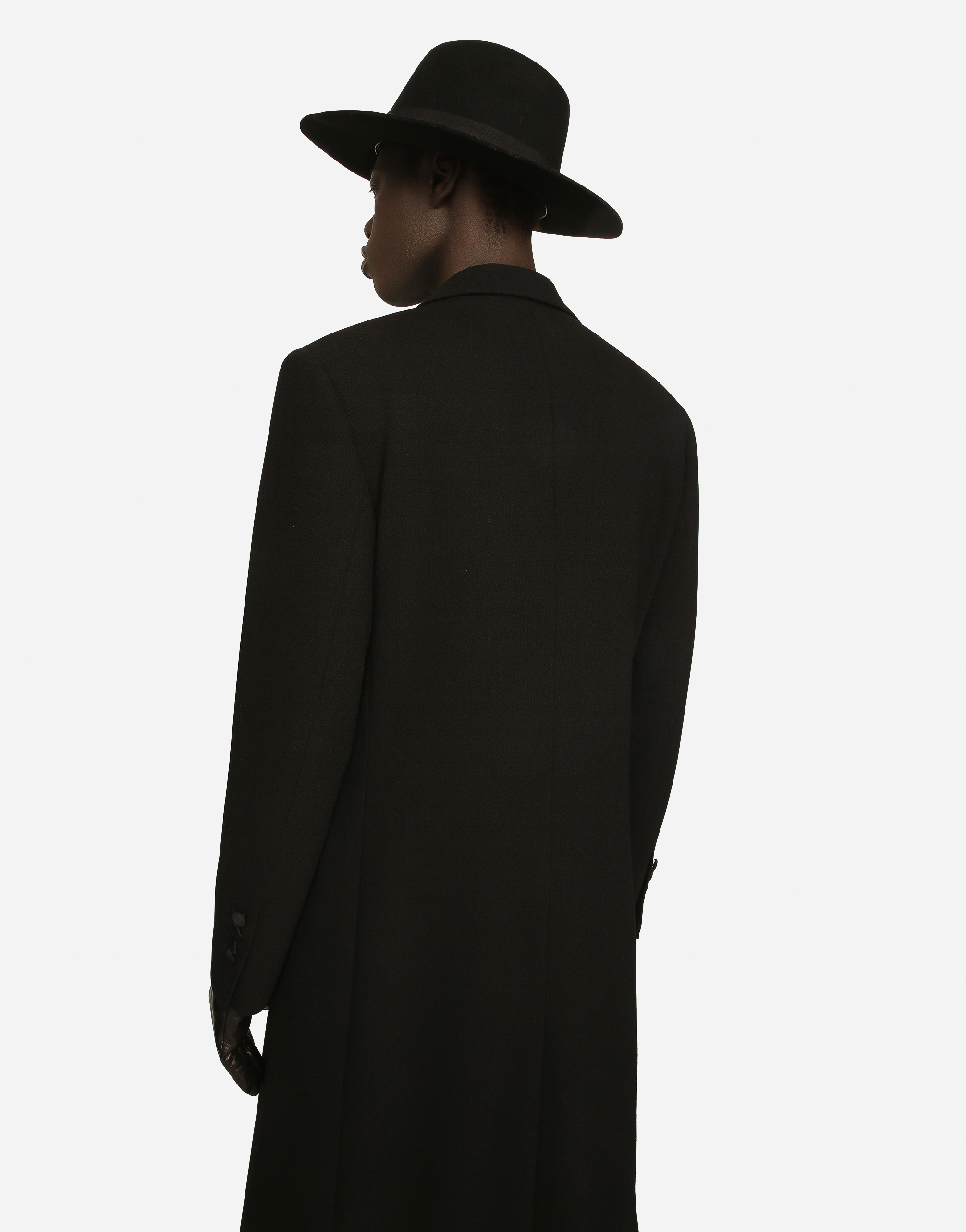 Dolce & Gabbana Double-breasted Stretch Wool Crepe Coat In Black
