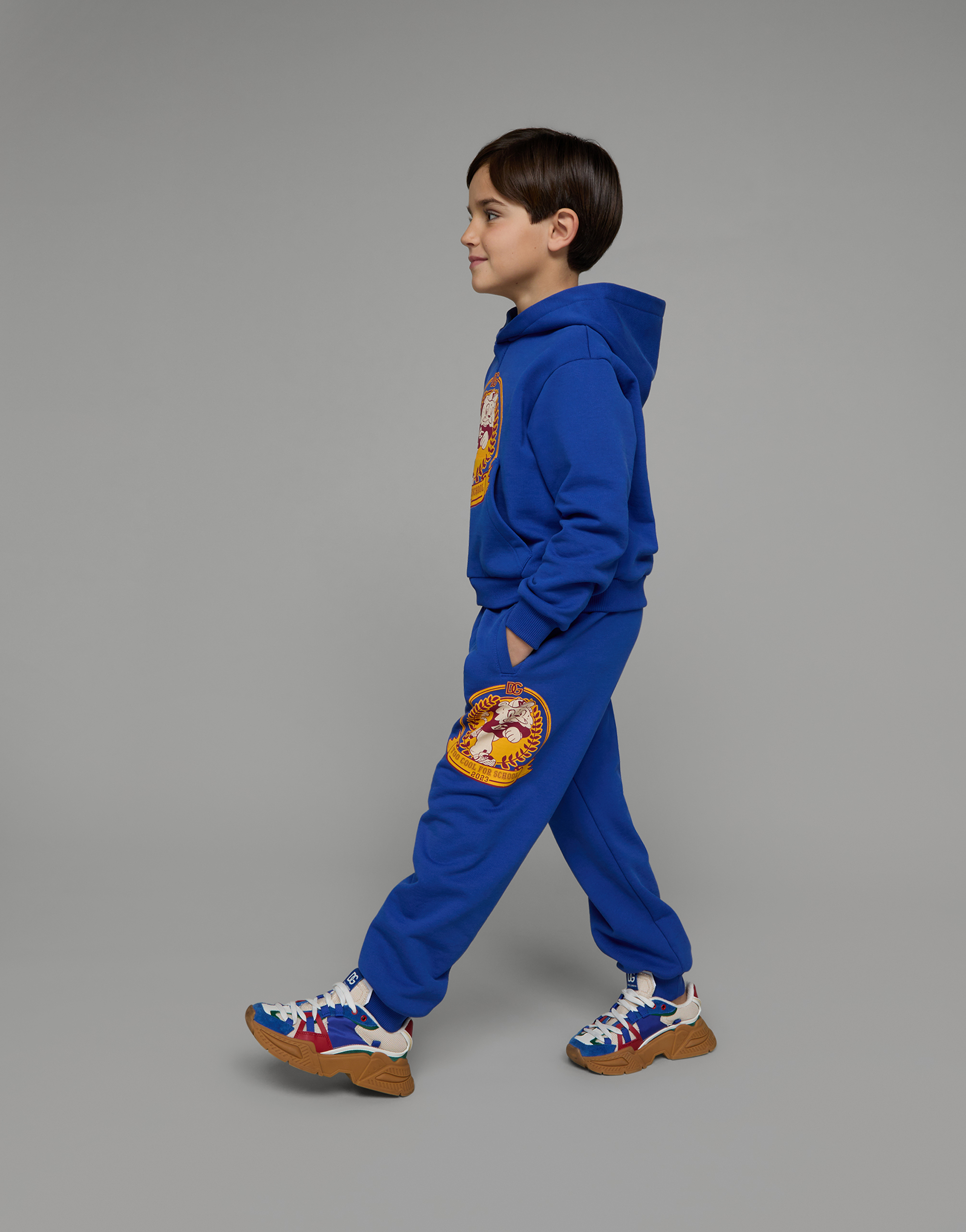 DOLCE & GABBANA COTTON JOGGING PANTS WITH MASCOT PRINT