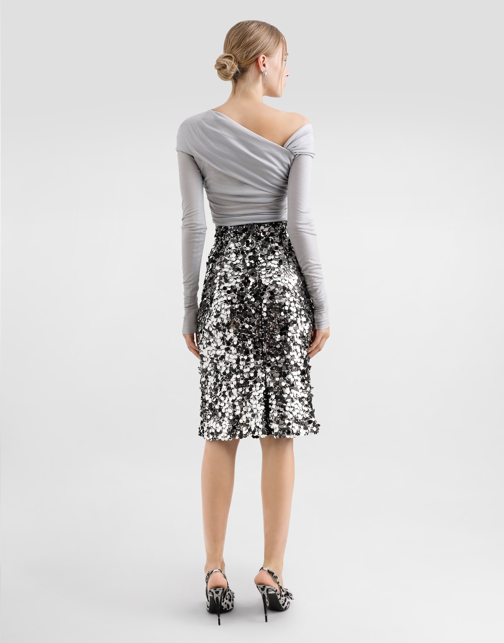 Dolce & Gabbana Draped Top With Asymmetric Neckline In Grey