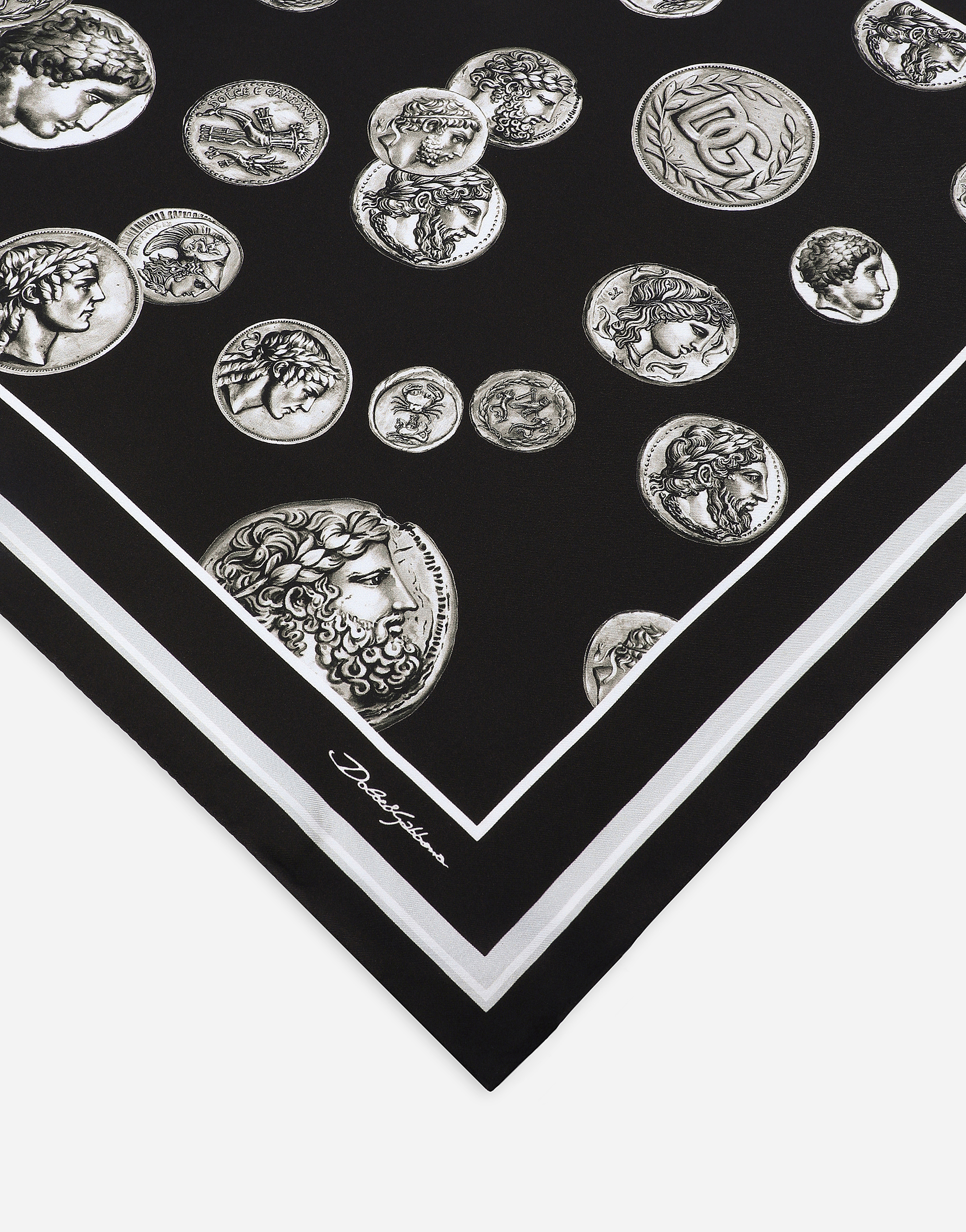 DOLCE & GABBANA COIN PRINT SILK BANDANNA (50X50)
