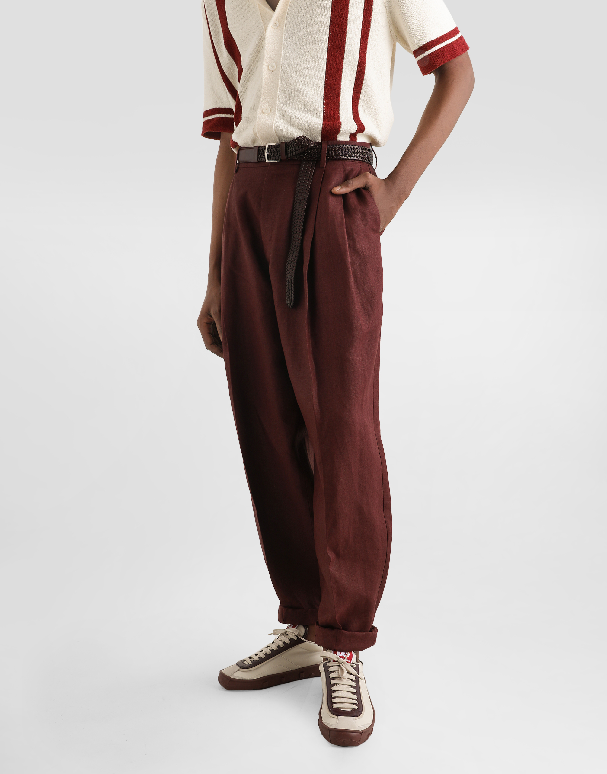 Dolce & Gabbana Linen Fabric Pants In Multicolor