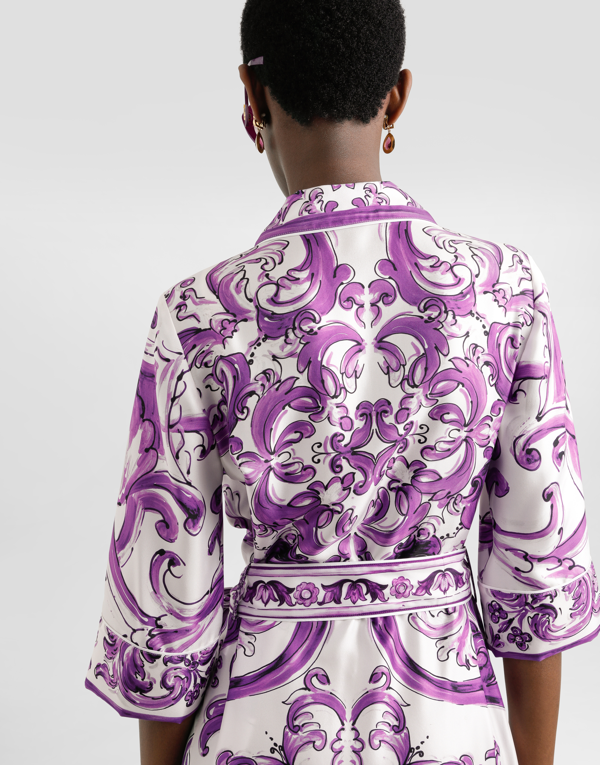 Dolce & Gabbana Long Majolica-print Silk Dressing Robe