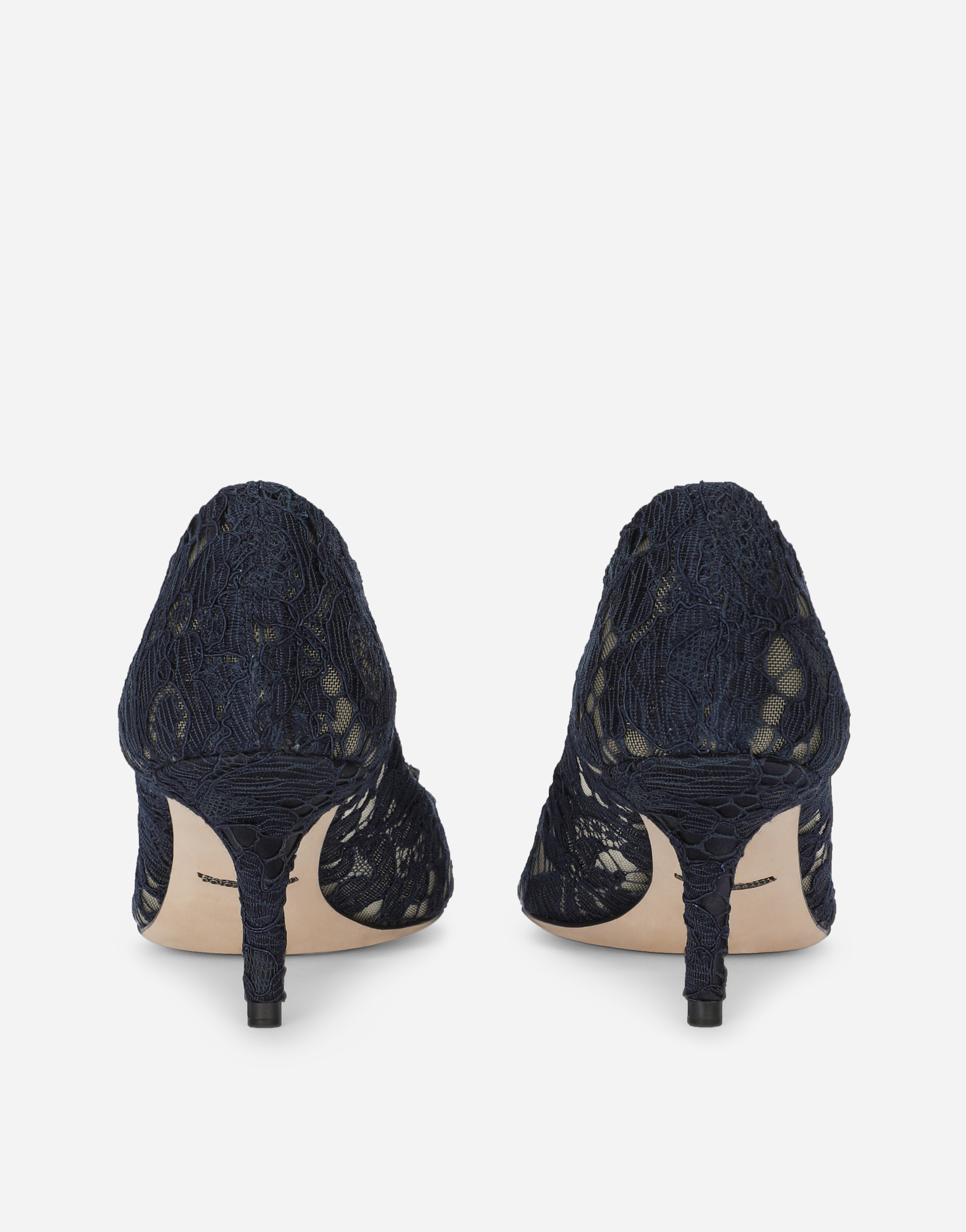 Dolce & Gabbana Scarpe Con Tacco In Pizzo Blu Notte Donna In Blue