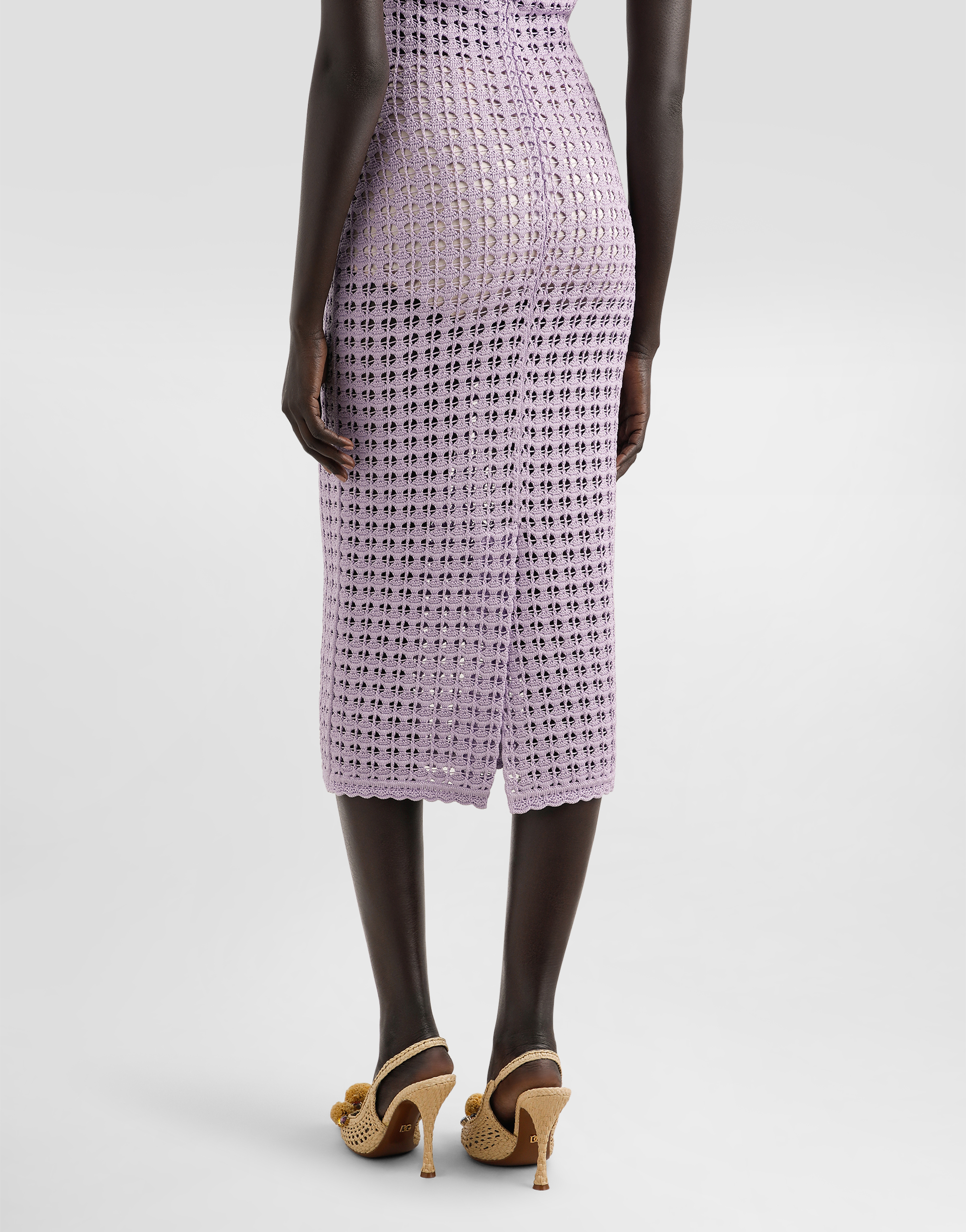 Dolce & Gabbana Open-knit Midi Dress In Pink