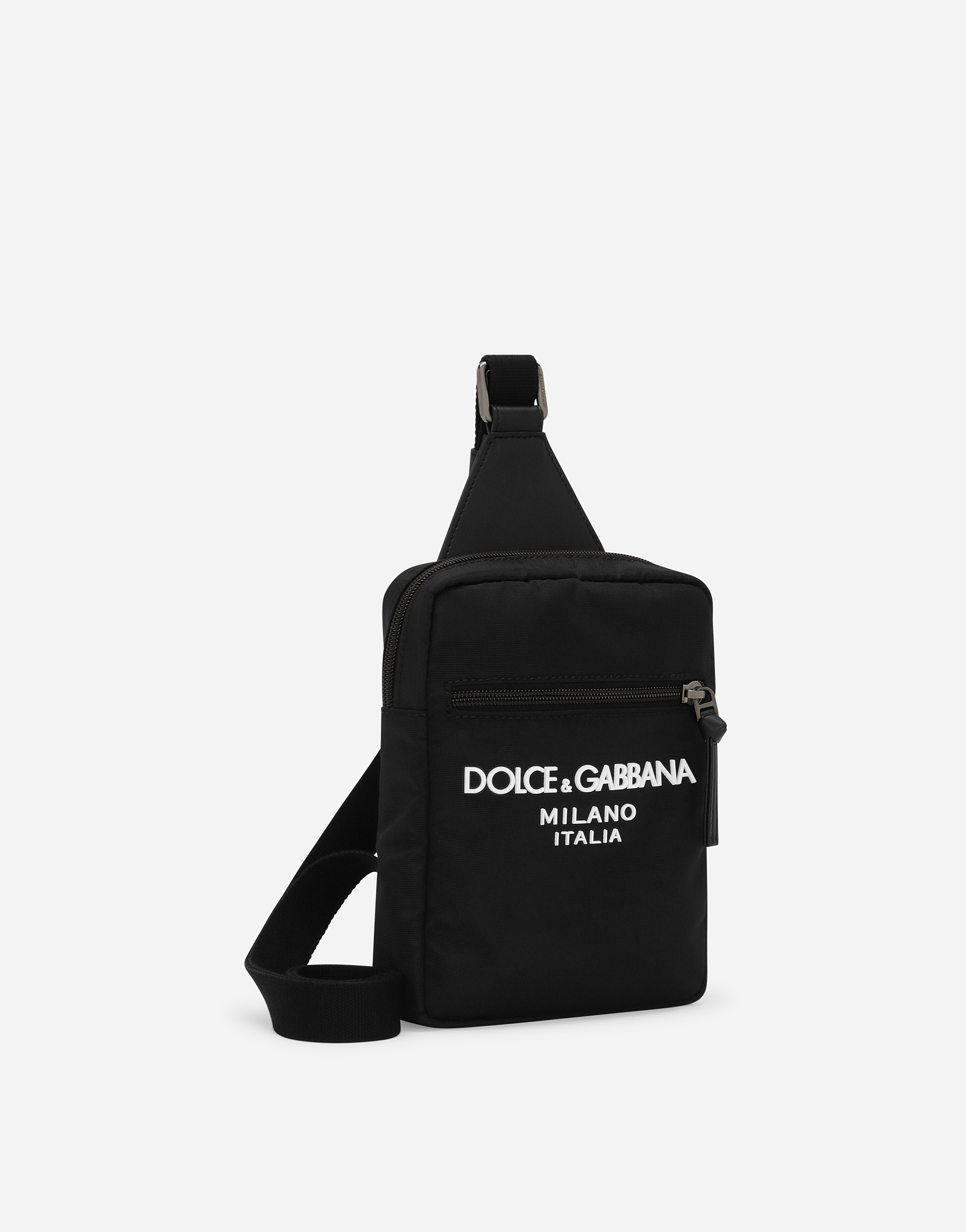 Dolce & Gabbana Nylon Belt Bag With Dolce&gabbana Logo In Black