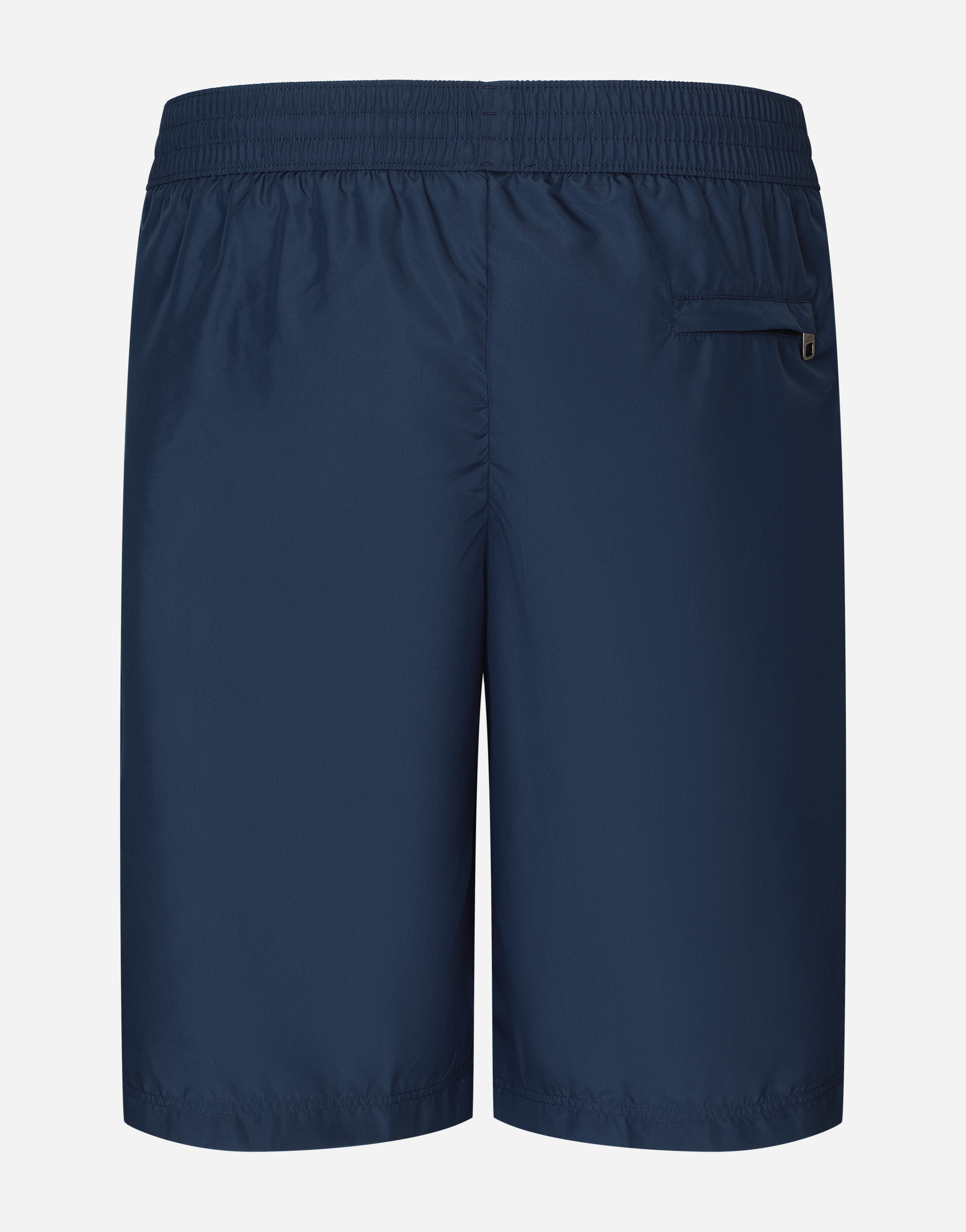 Shop Dolce & Gabbana Mid-length Swim Trunks With Branded Plate In Blue