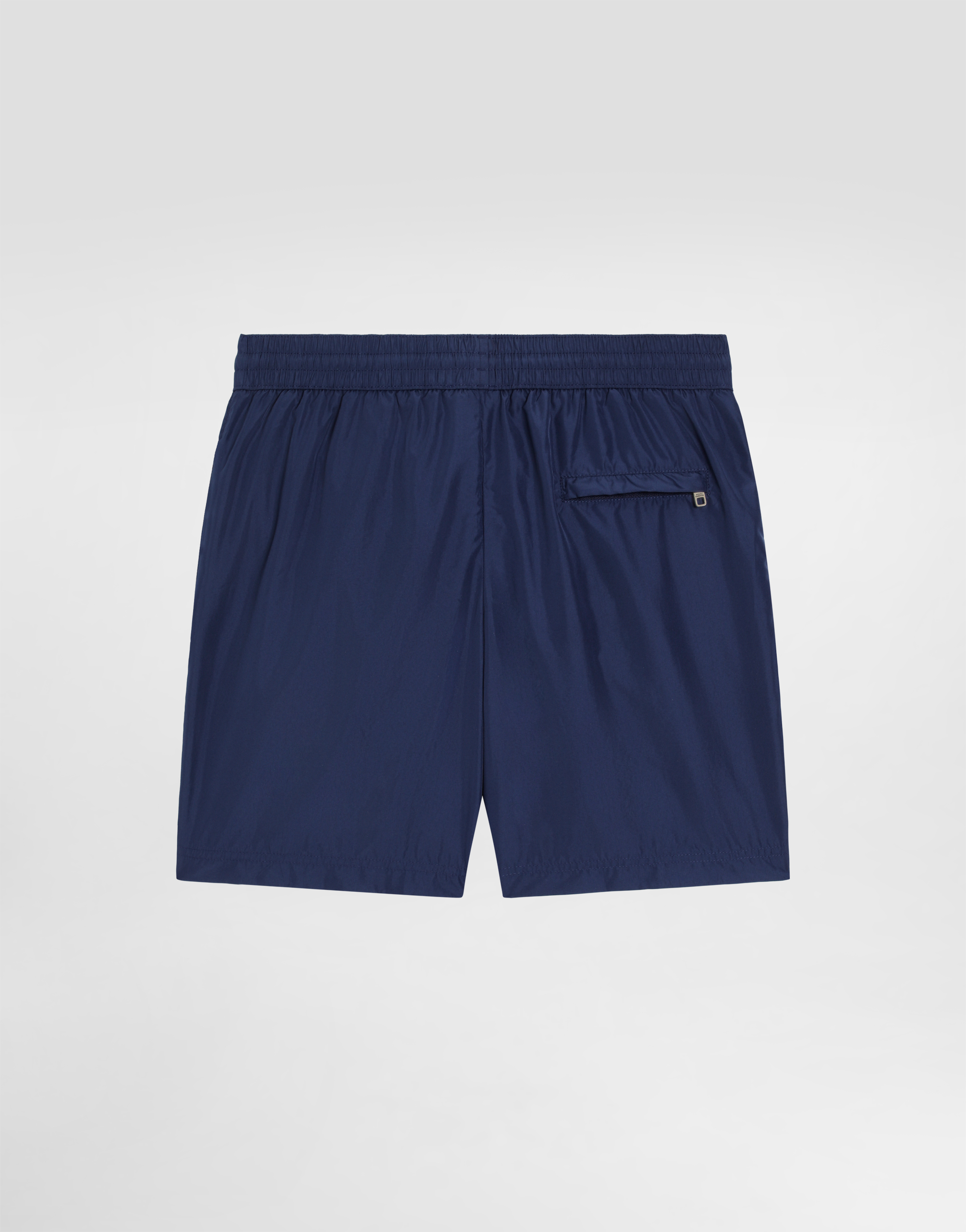 Shop Dolce & Gabbana Mid-length Swim Trunks With Branded Plate In Blue