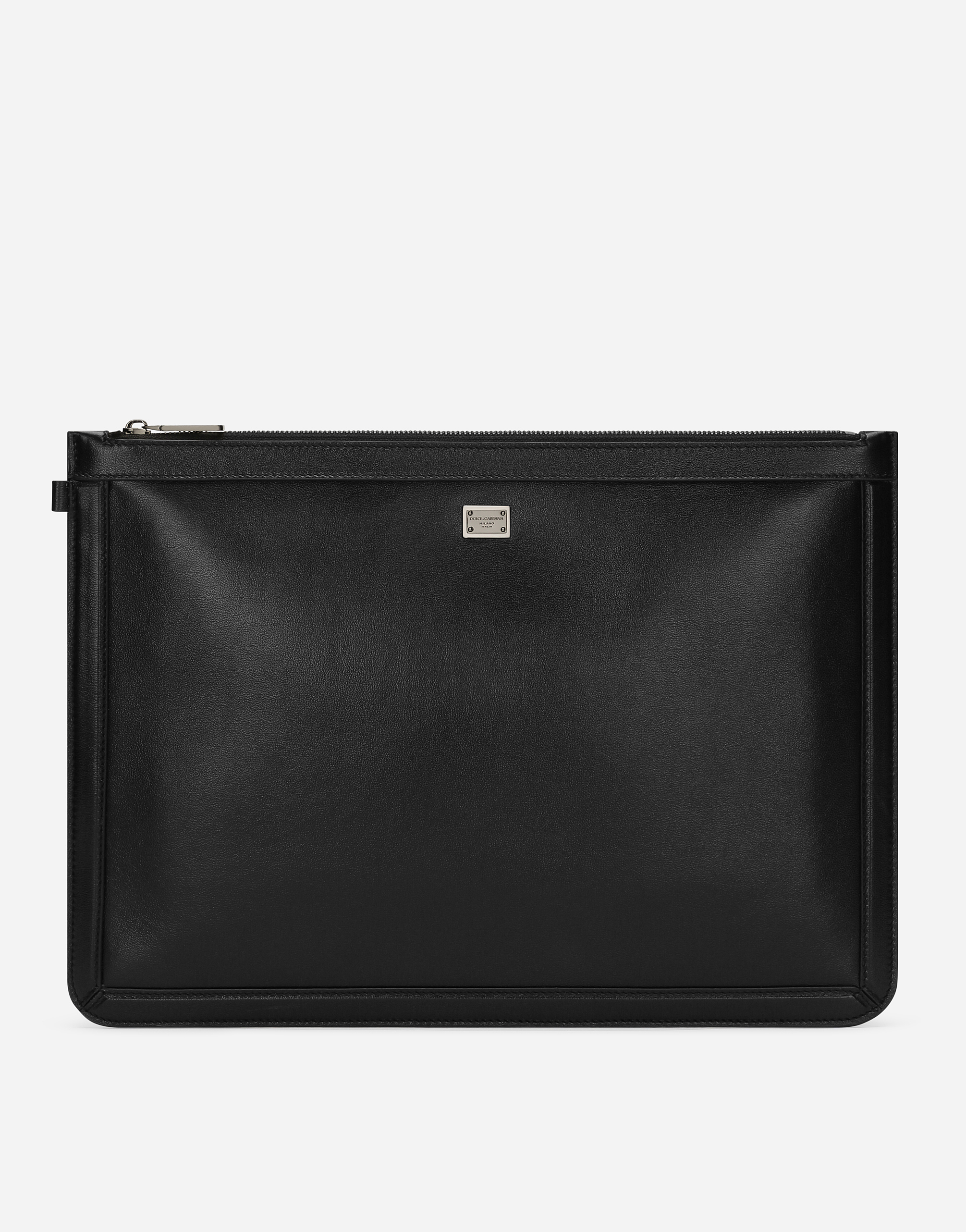 Dolce & Gabbana Men's Black Large Calfskin Pouch - Man Briefcase And Clutches Onesize