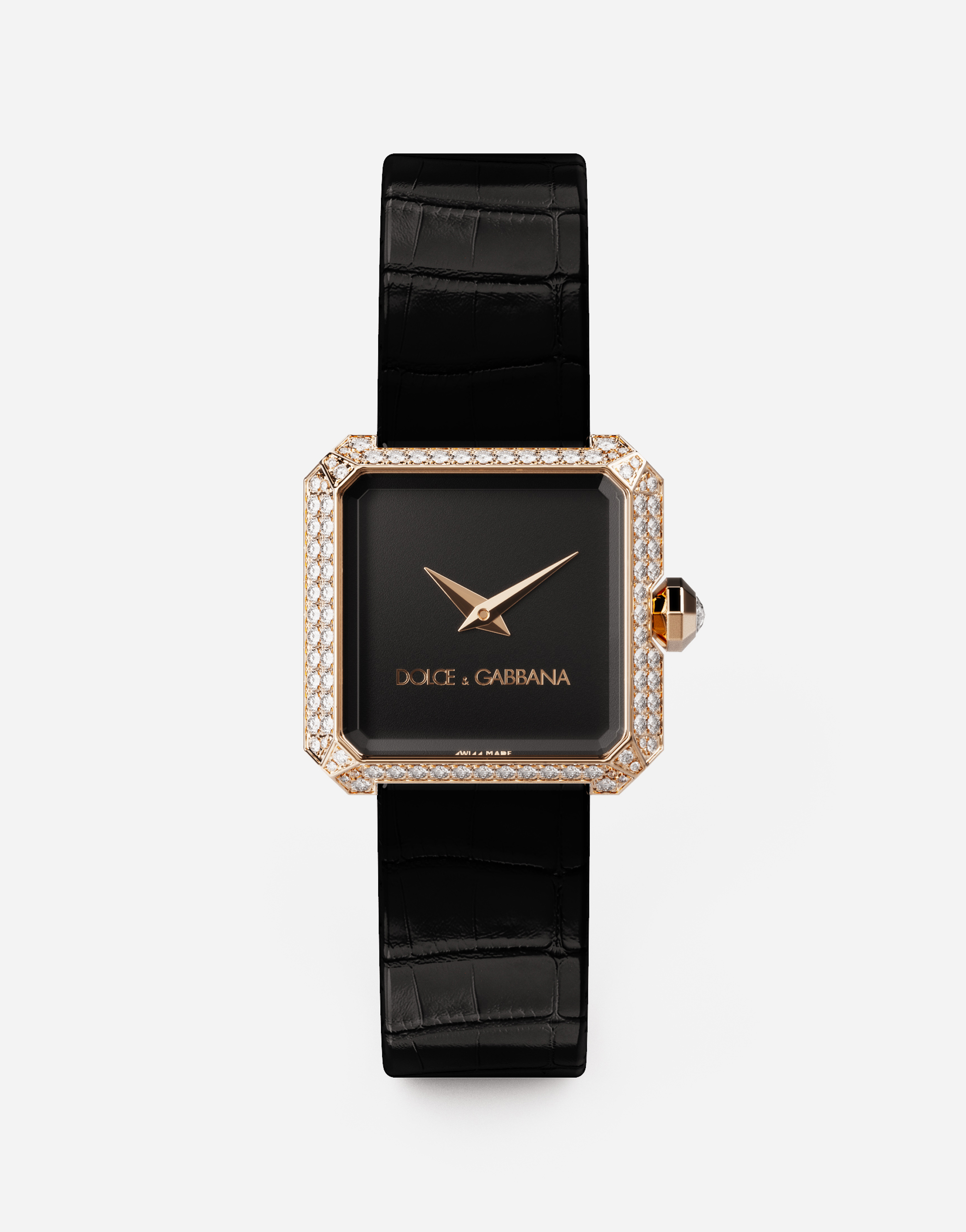Dolce & Gabbana Gold Watch With Diamonds In Black