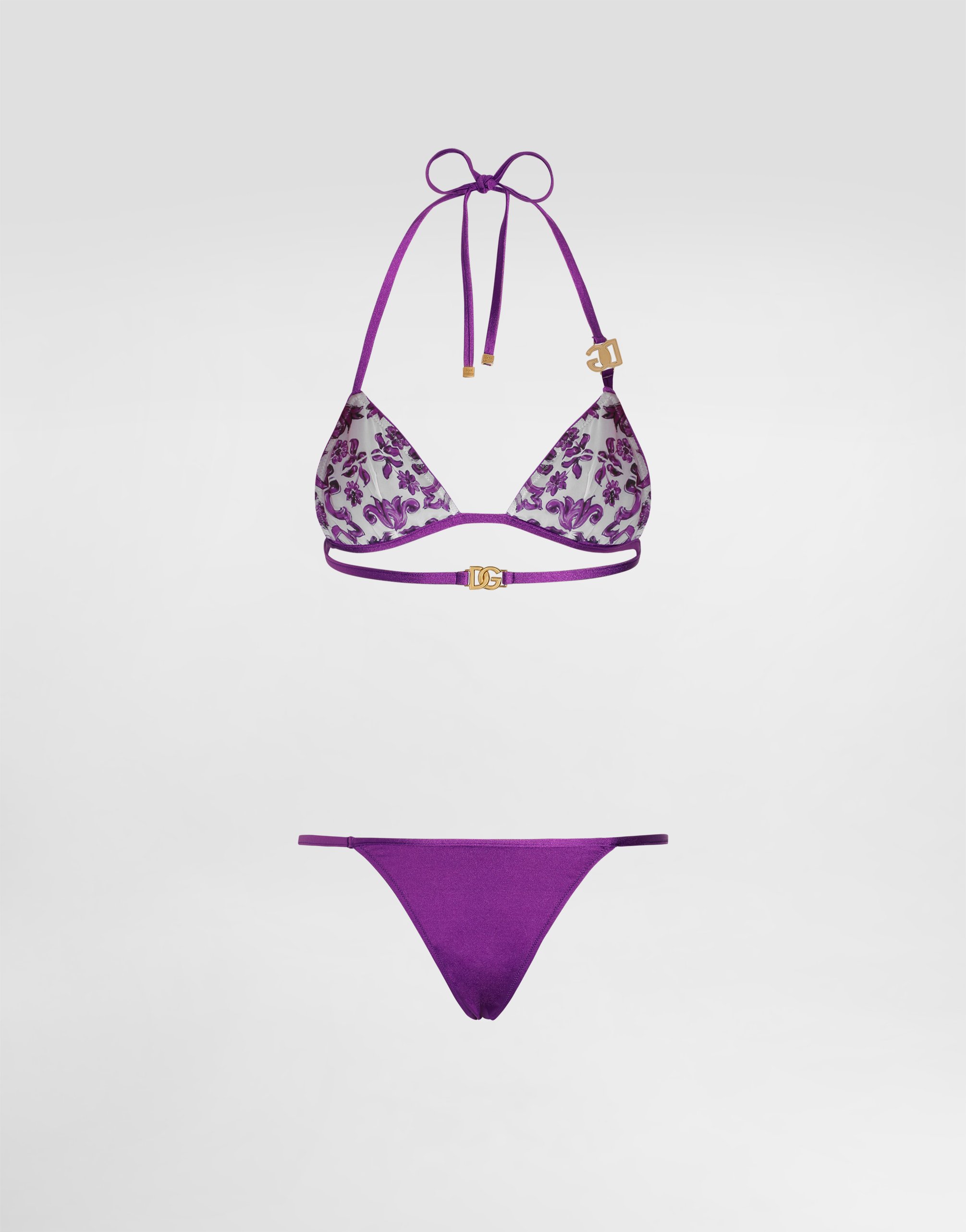 Dolce & Gabbana Reversible Bikini Set In Purple