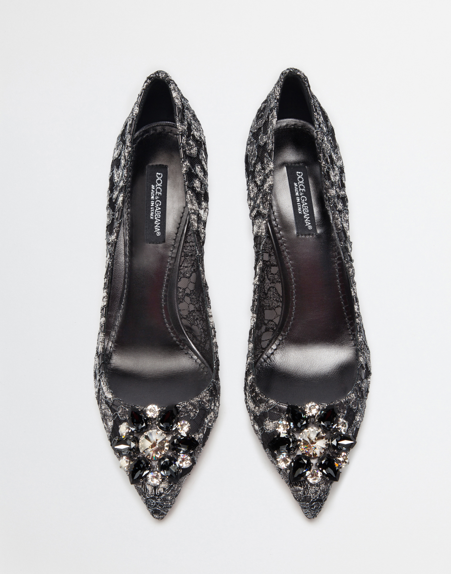  Dolce & Gabbana Dolce & Gabbana Lurex Lace Rainbow Pumps With Brooch Detailing - Woman Pumps And Slingback Grey 38.5 