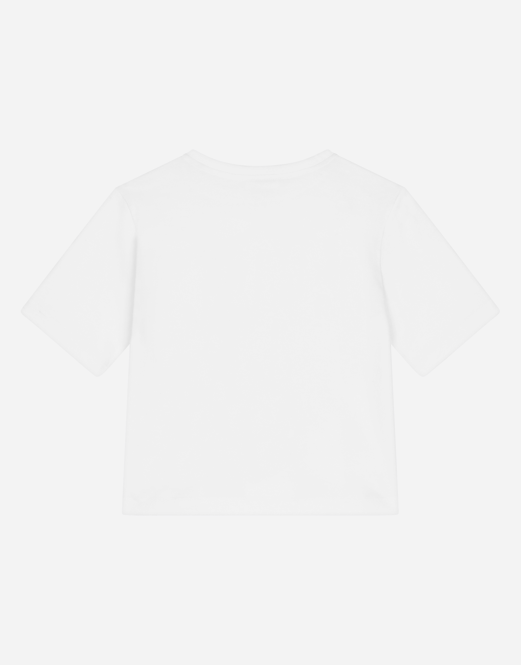 Dolce & Gabbana Jersey T-shirt With Logo Print And Rose Patch In White