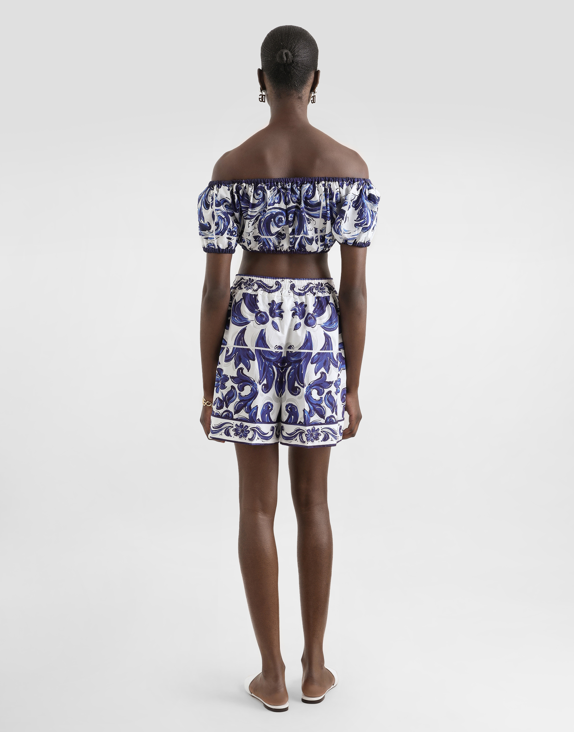 Majolica-print cotton top