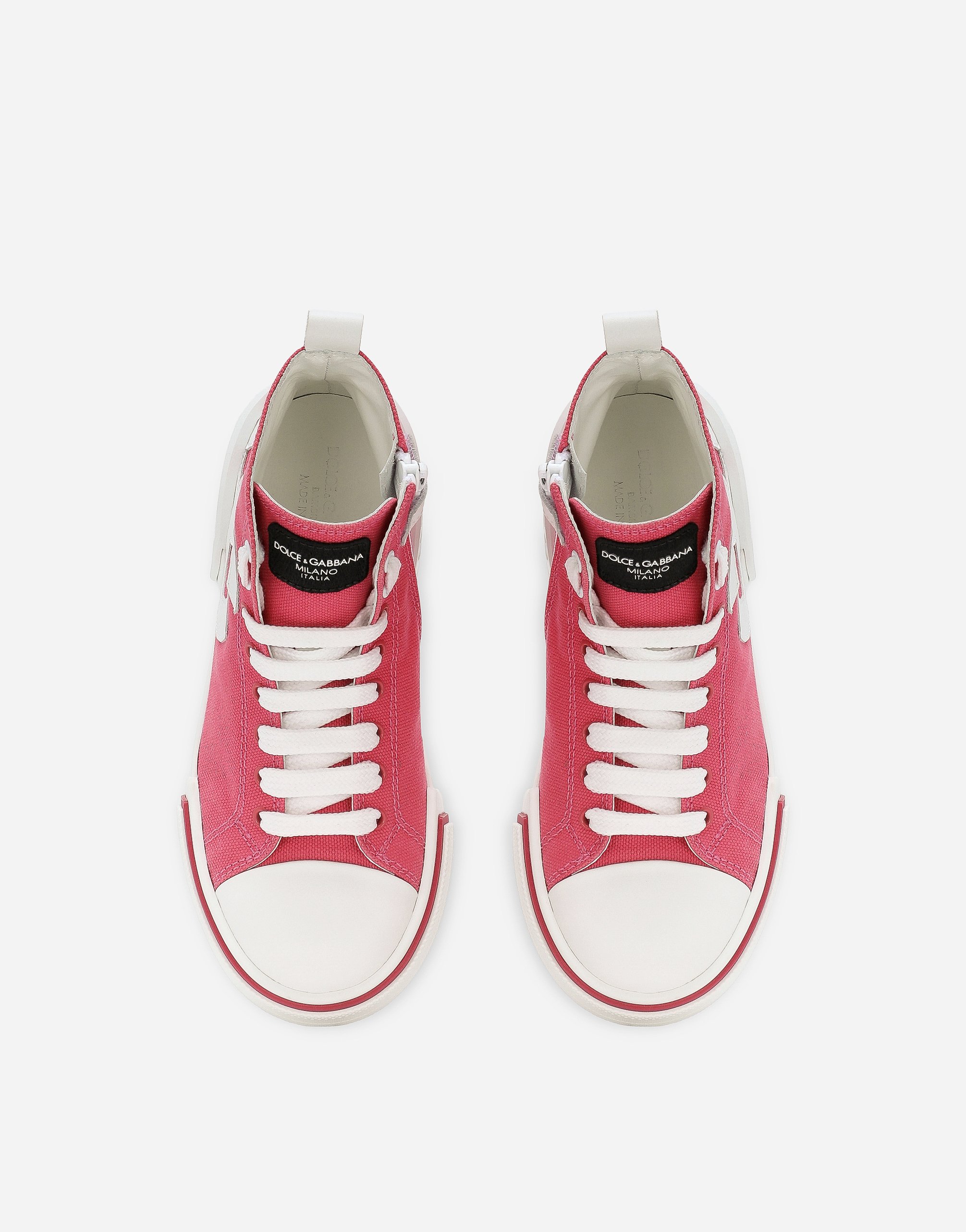 Shop Dolce & Gabbana Canvas Portofino Space High-top Sneakers In Pink