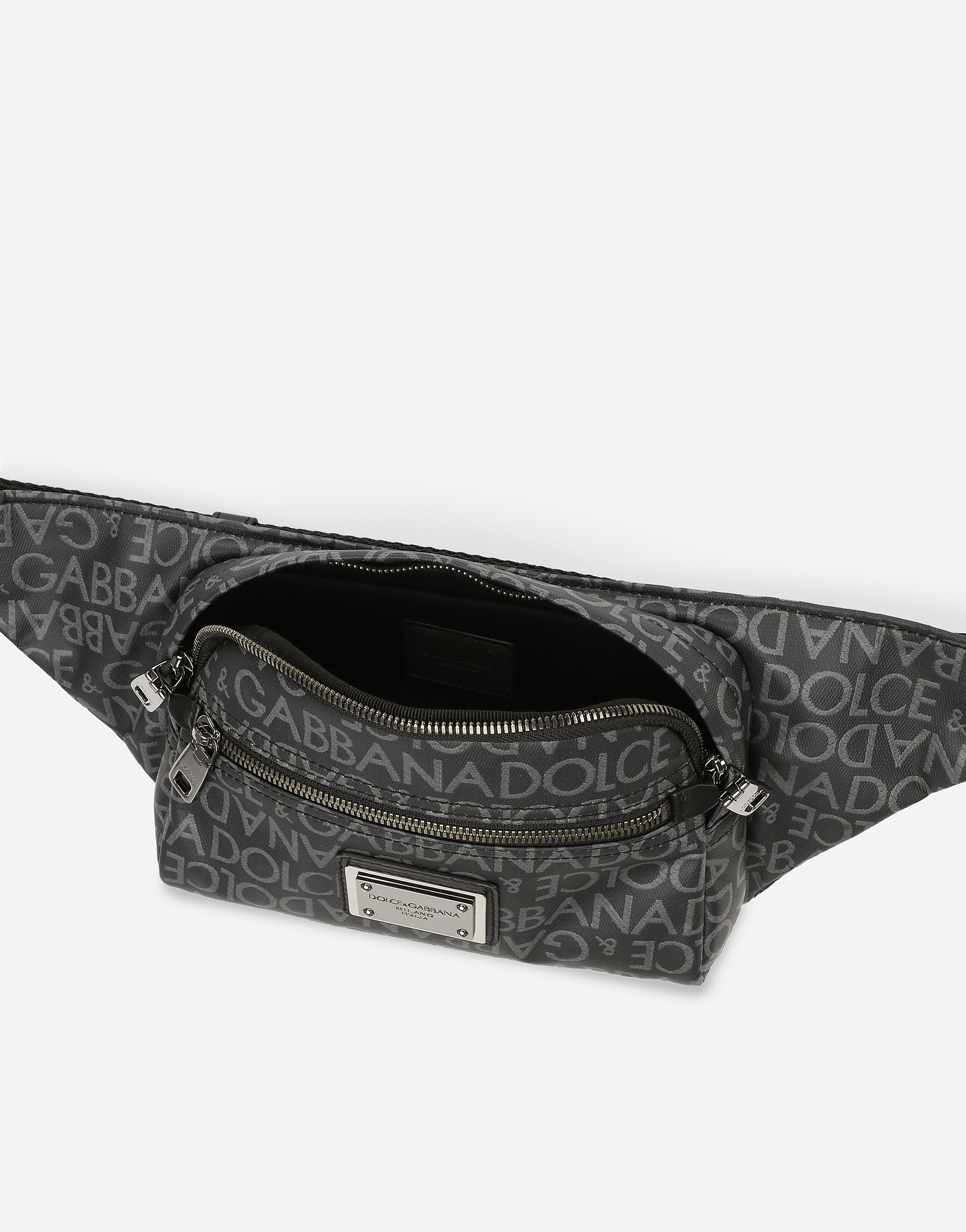 DOLCE & GABBANA SMALL COATED JACQUARD BELT BAG