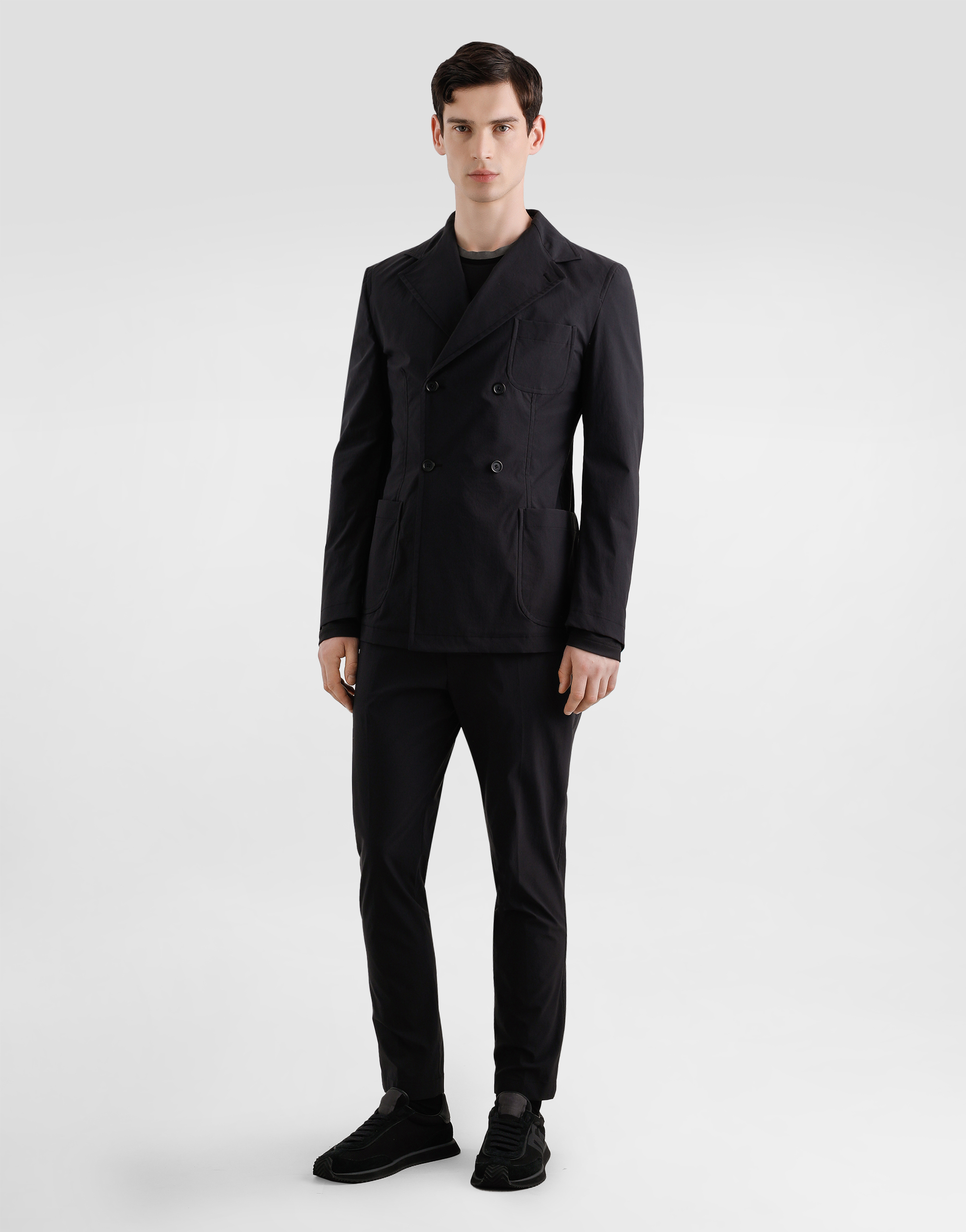 Dolce & Gabbana Contrast-trim Long-sleeve T-shirt In Black