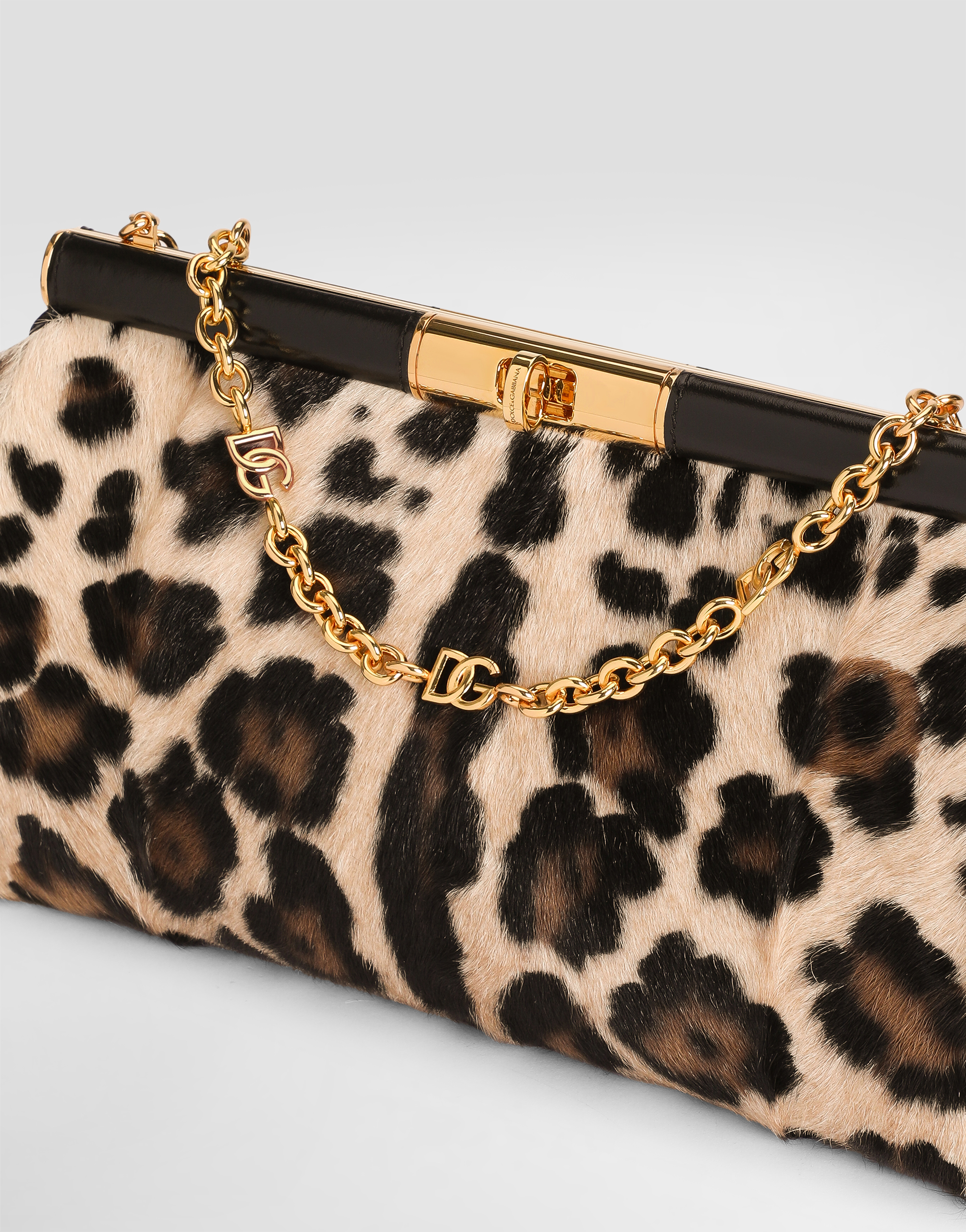 Dolce & Gabbana Marlene Leopard Print Goatskin Shoulder Bag In Multi