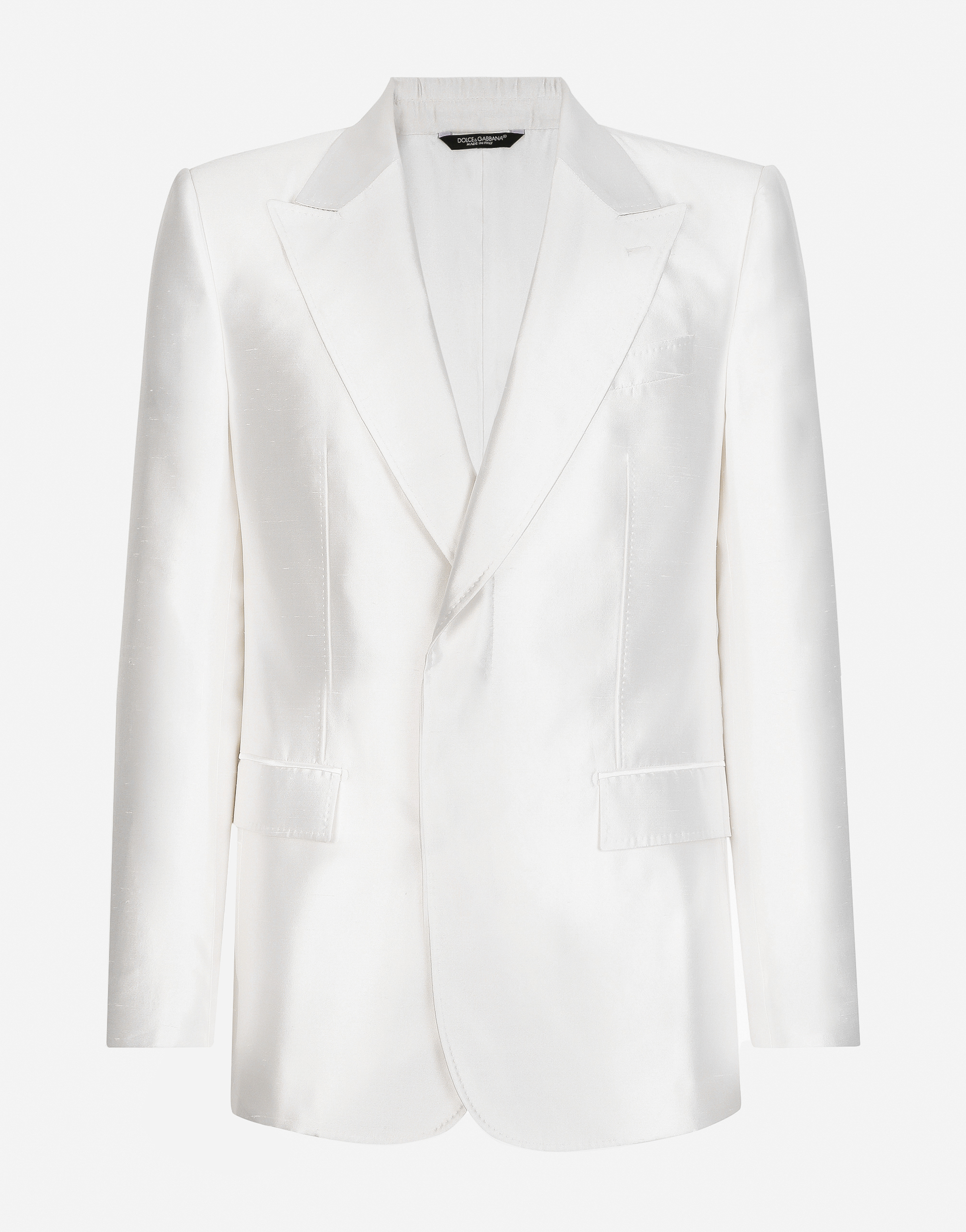 Dolce & Gabbana Single-breasted Silk Shantung Sicilia-fit Jacket In White