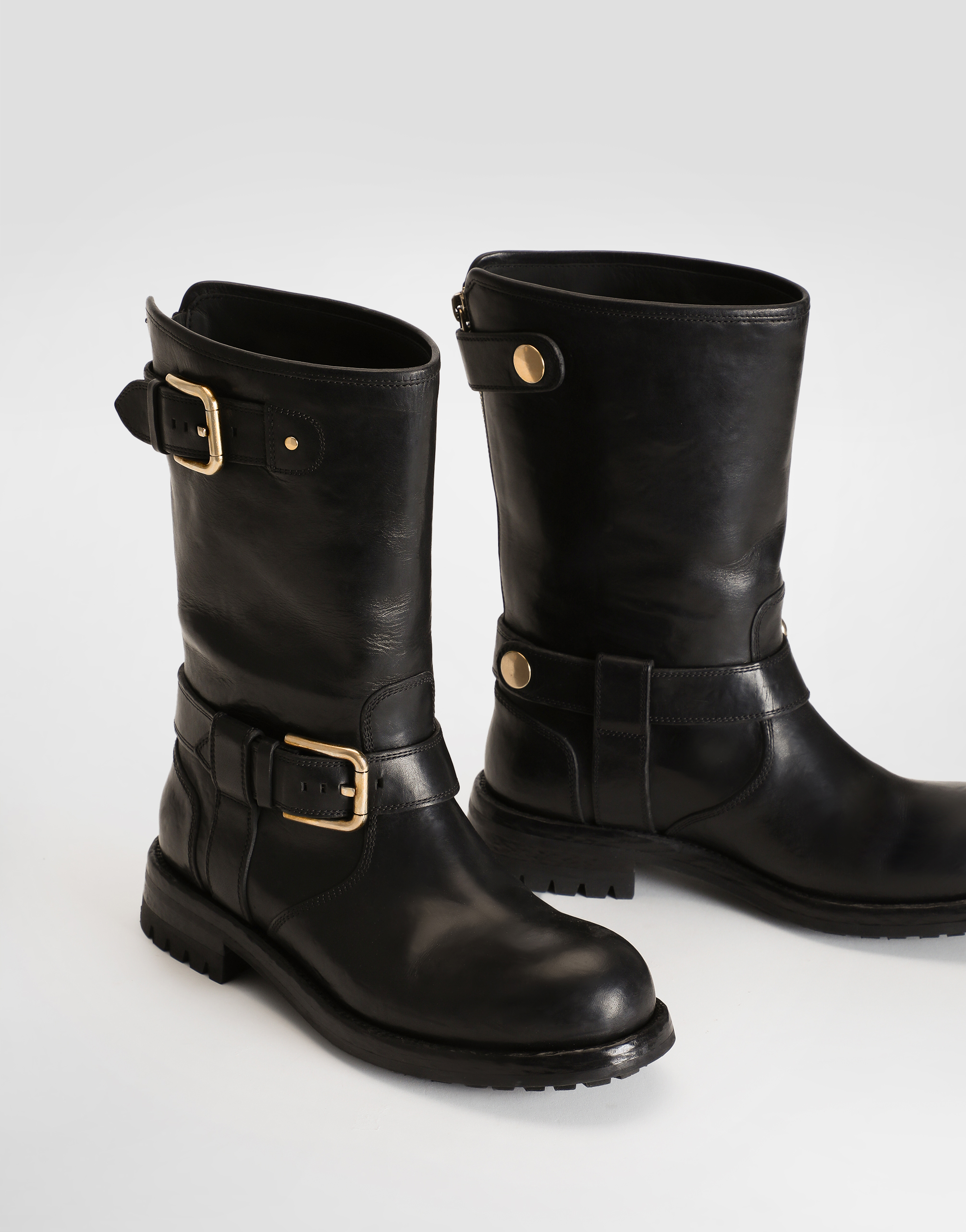 Calfskin biker boots