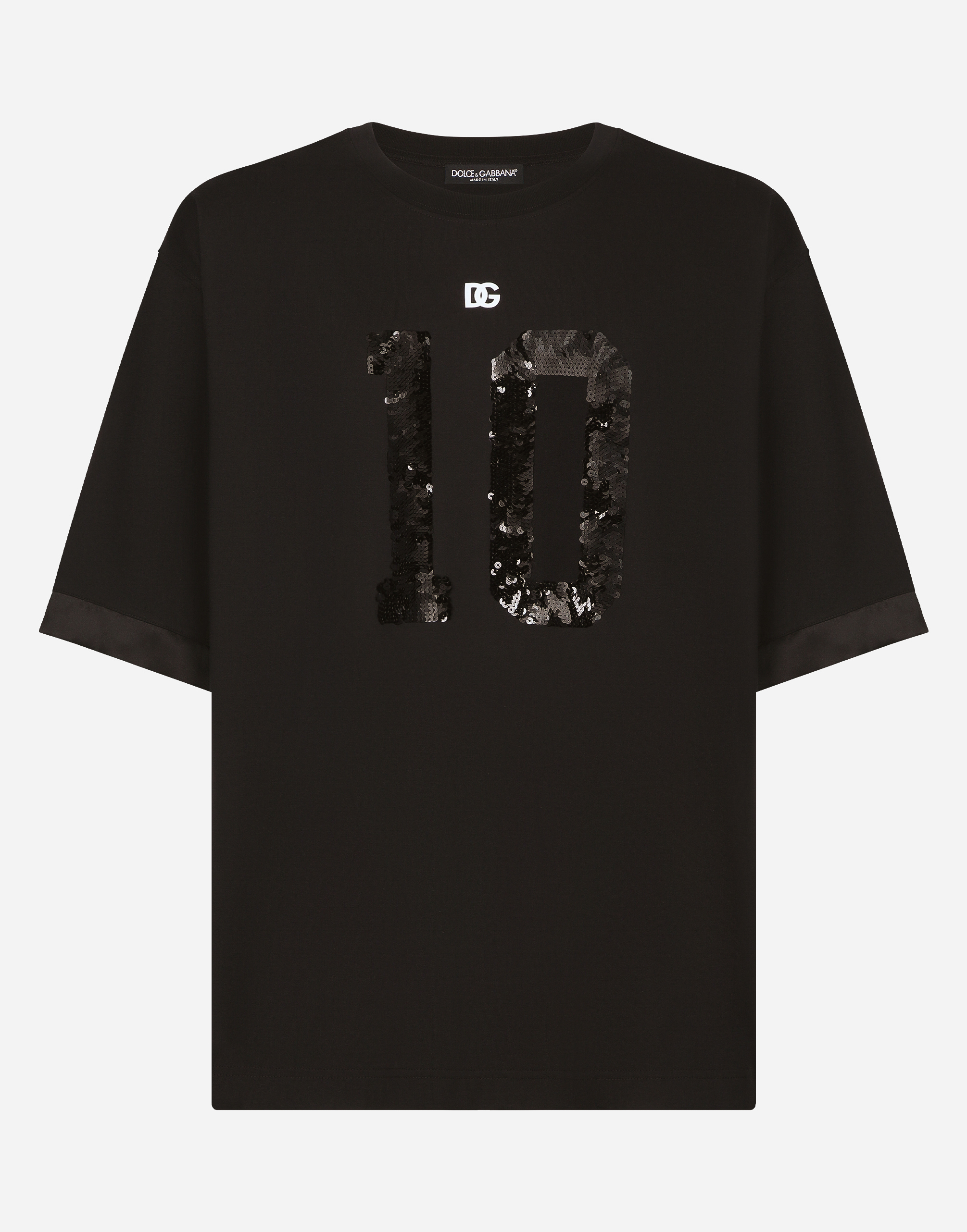Dolce & Gabbana Short-sleeved T-shirt With Sequin Embellishment In Black