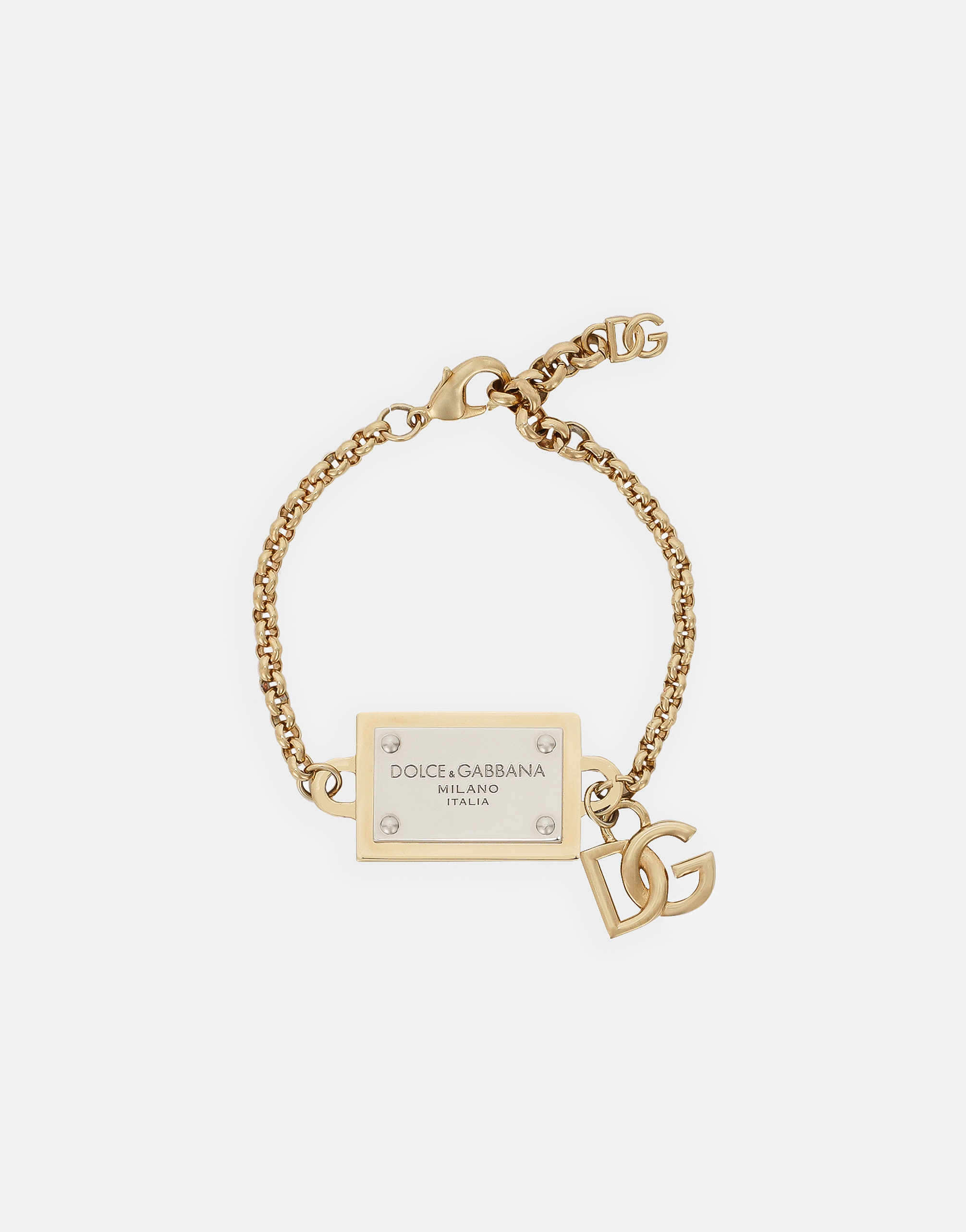 Dolce & Gabbana Bracelet With Dg And Logo Tag In Gold