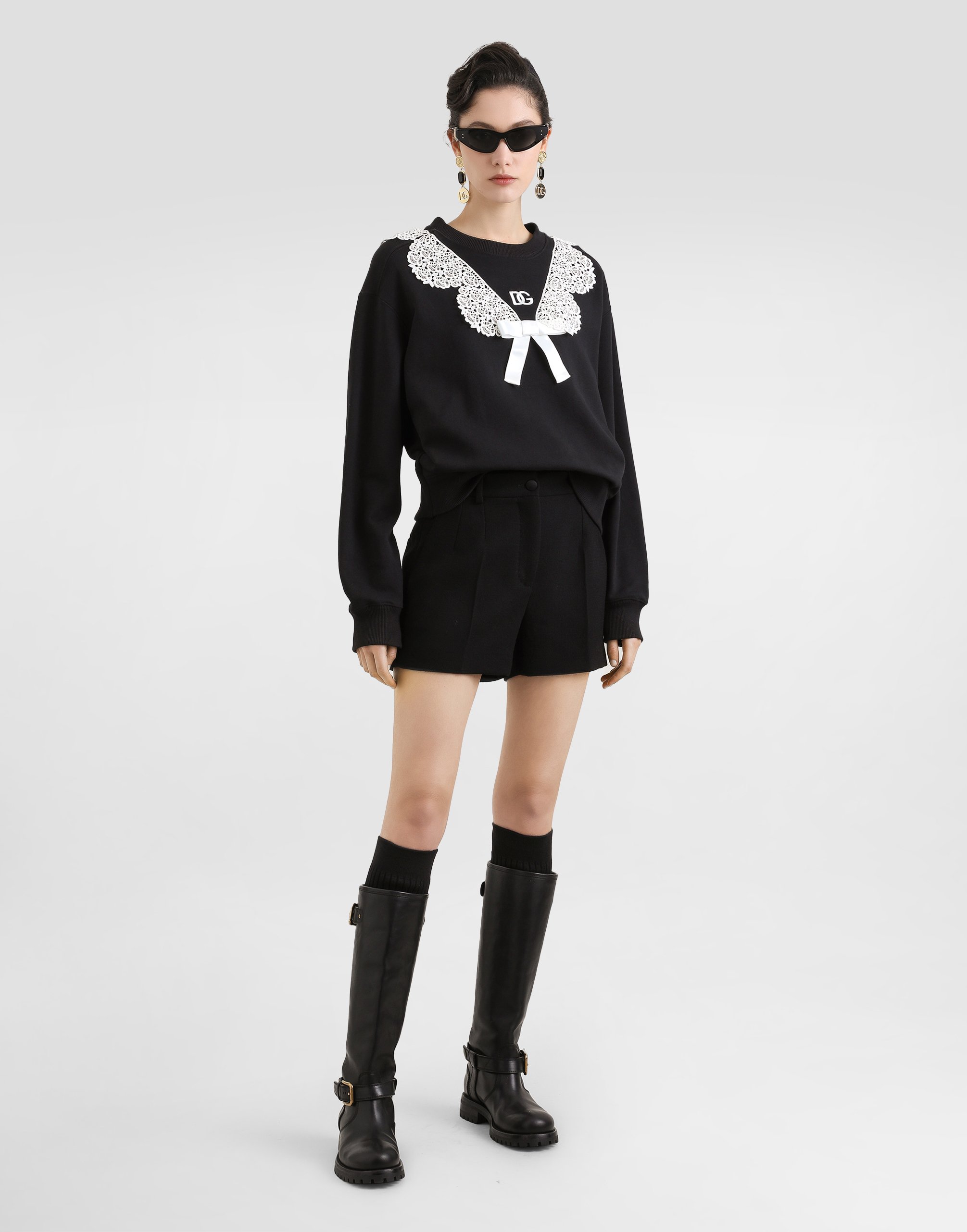 Dolce & Gabbana Wool Crêpe Shorts In Black