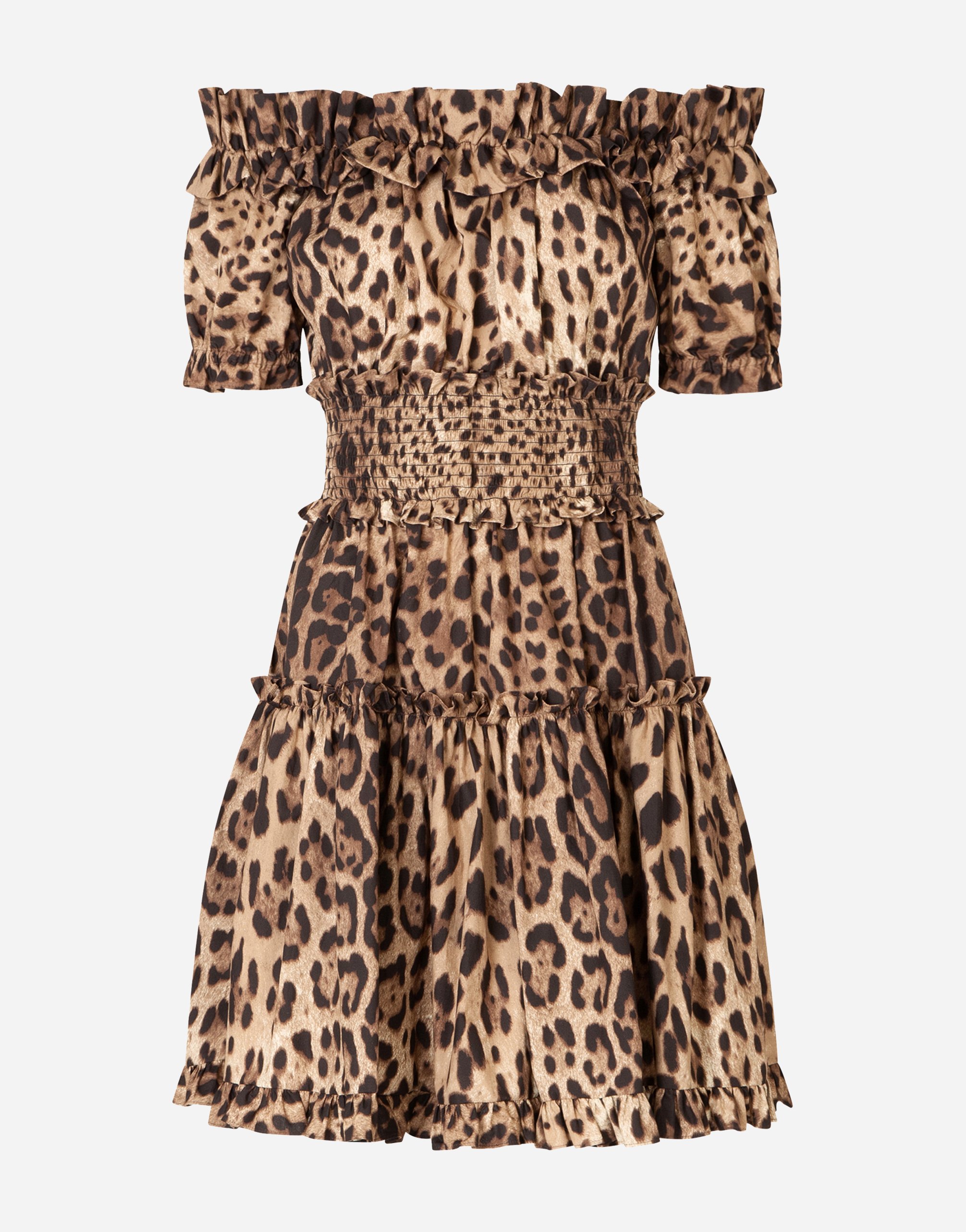Dolce & Gabbana Leopard-print Short Dress In Multicolor