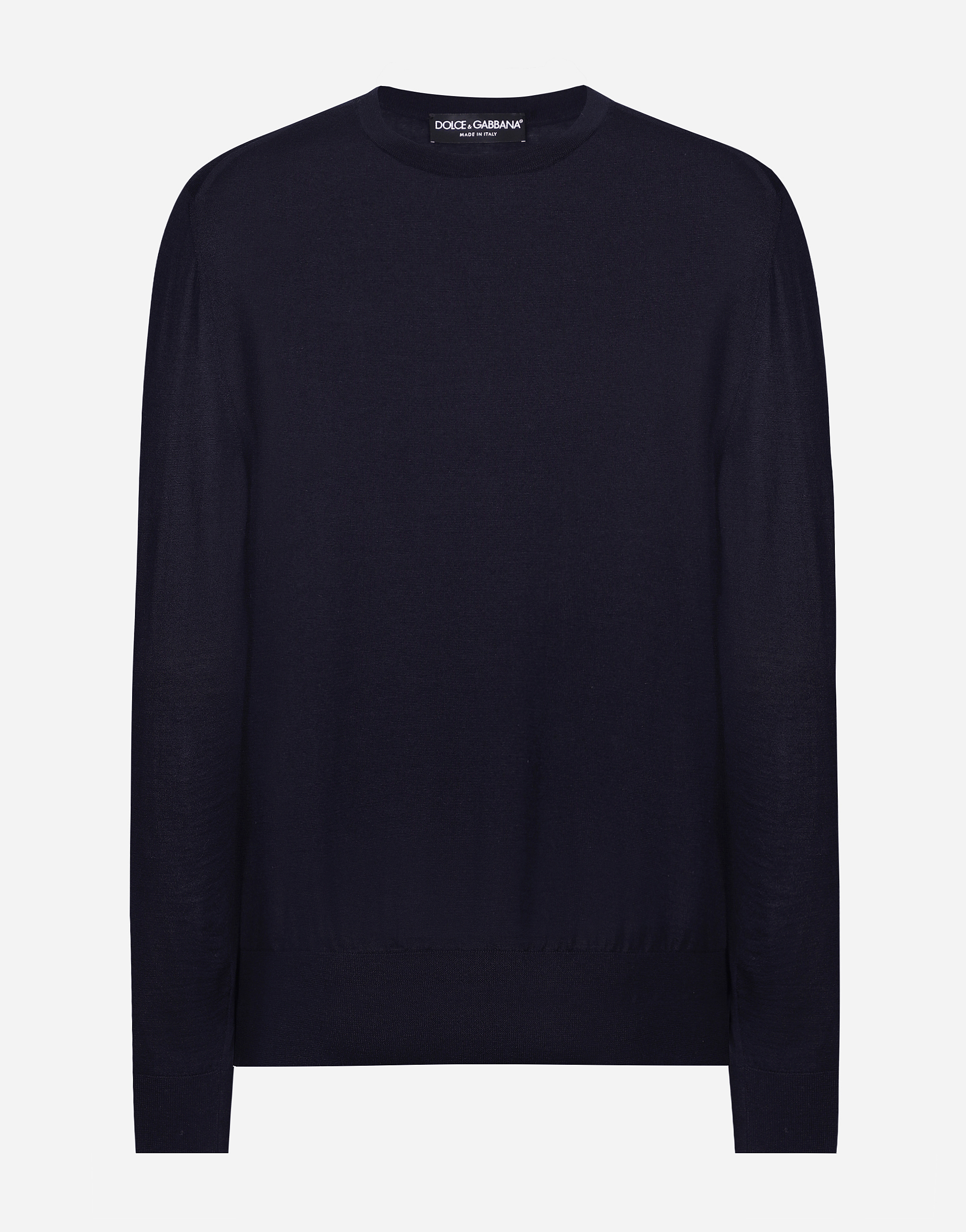 Dolce & Gabbana Silk And Cashmere Round-neck Sweater In Blue