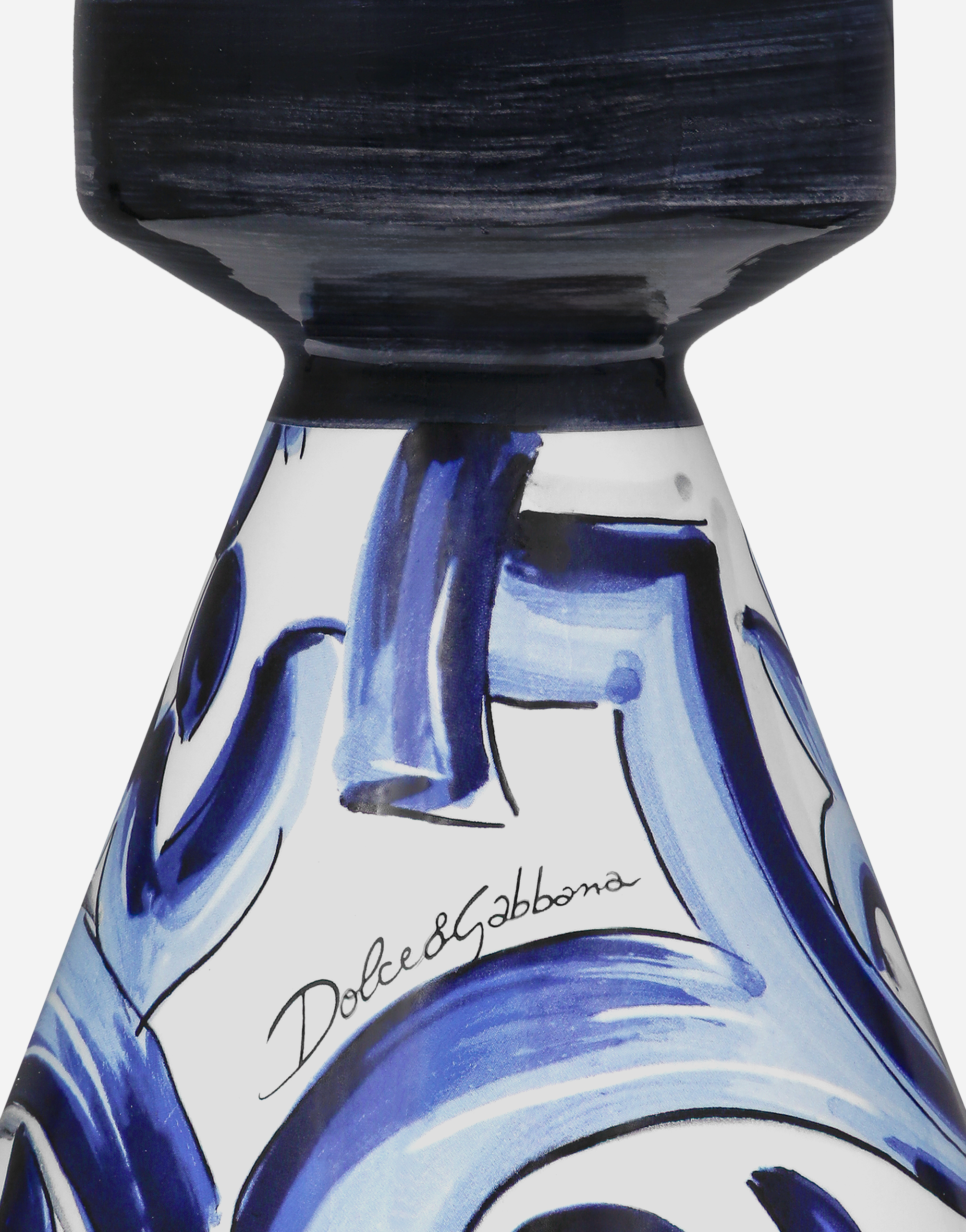 Dolce & Gabbana Small Ceramic Candle Holder In Blue