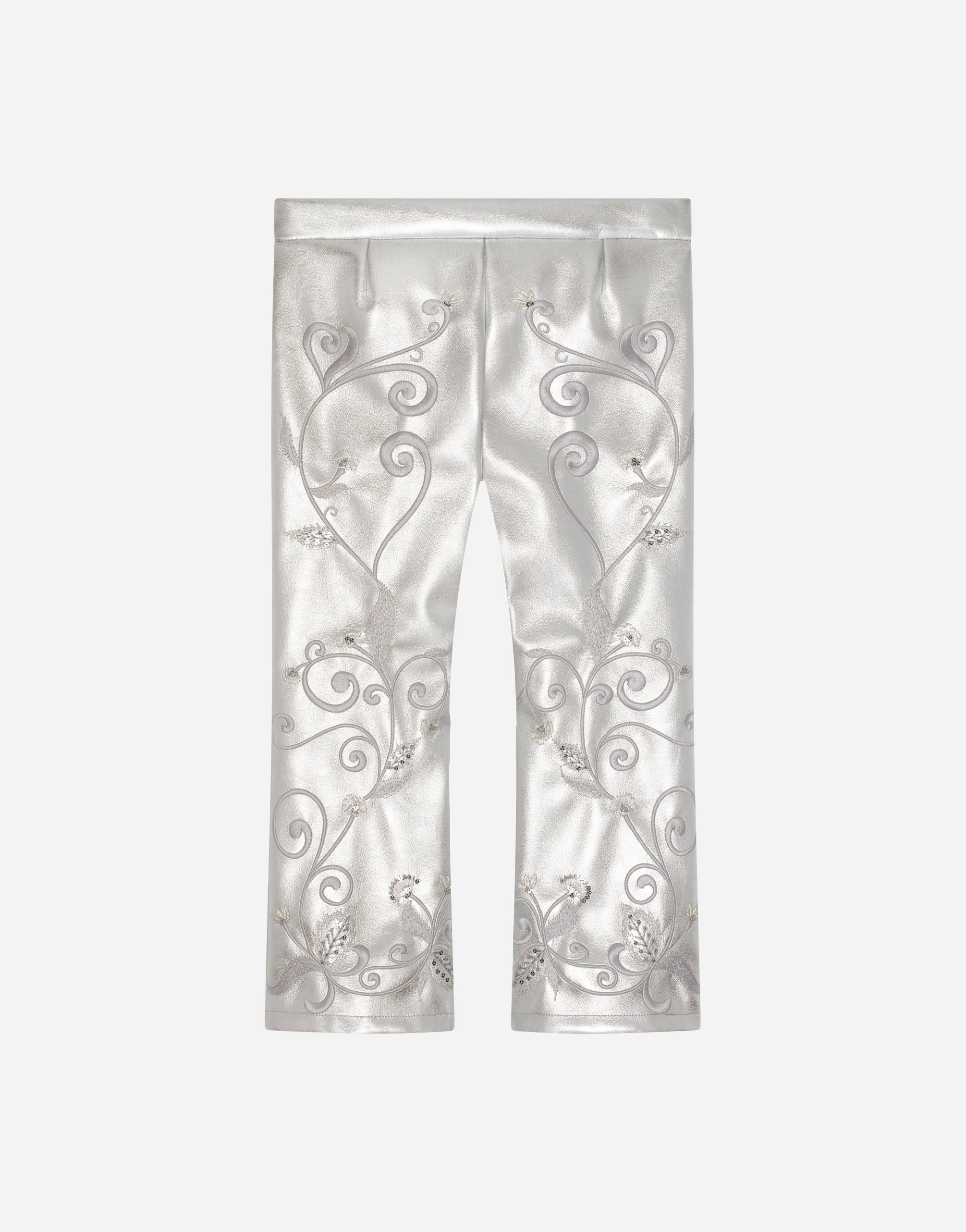 Shop Dolce & Gabbana Foiled Faux Leather Pants With Embellishment In Multicolor
